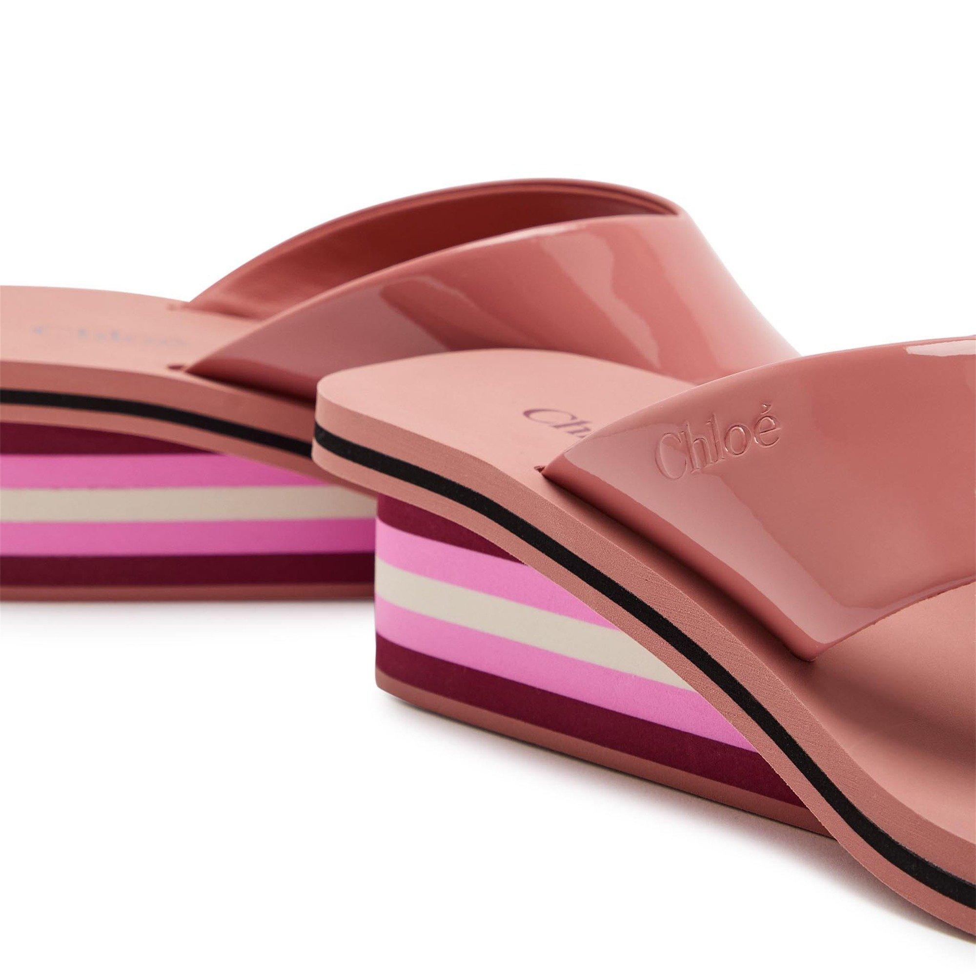 PINK - Chloe - Women's à la Plage Patent Leather Square-Toe Wedge Sandals - 5
