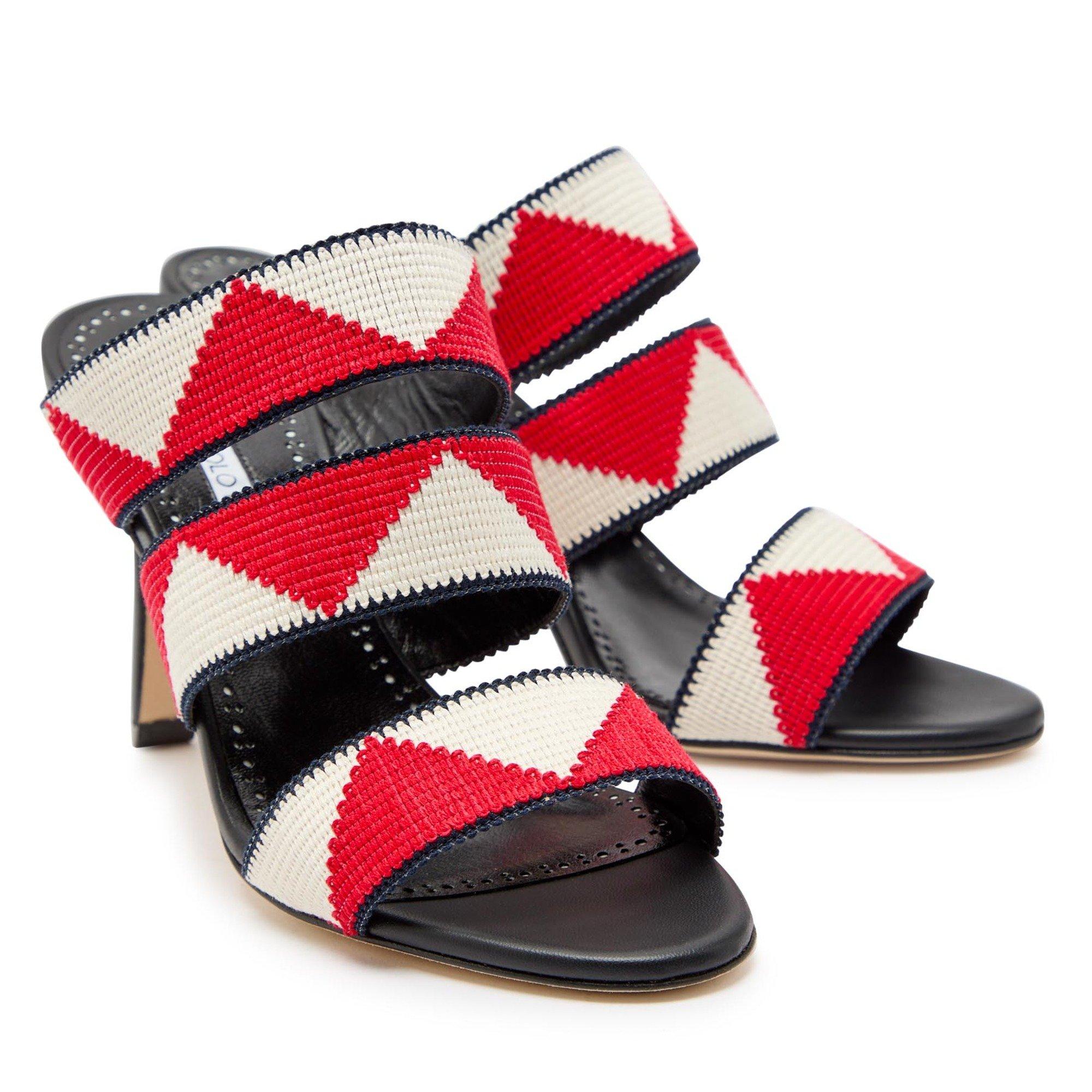 MULTICOLOURED - Manolo Blahnik - Women's Capro Leather Heeled Sandals - 4