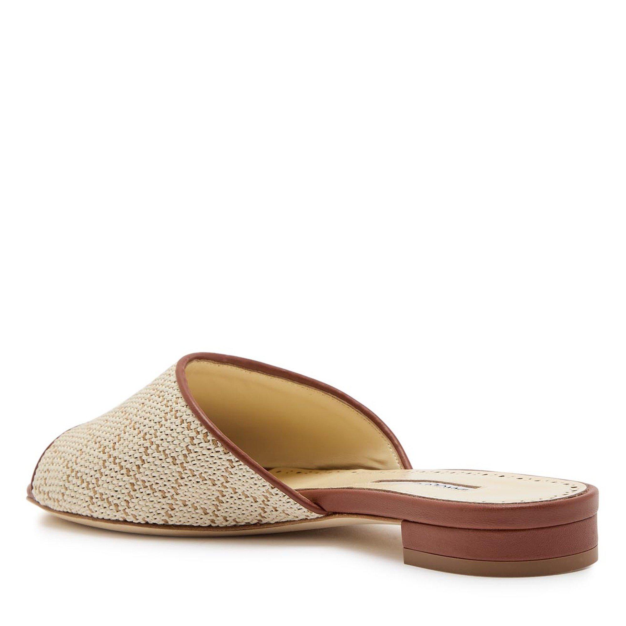 BEIGE - Manolo Blahnik - Women's Smirnapla Leather Flat Sandals - 2