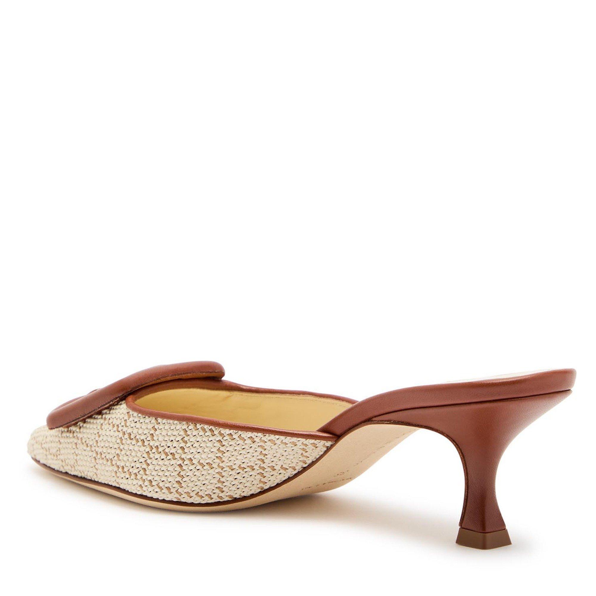 BEIGE - Manolo Blahnik - Women's Maysalebi Raffia Kitten-Heel Mules - 2