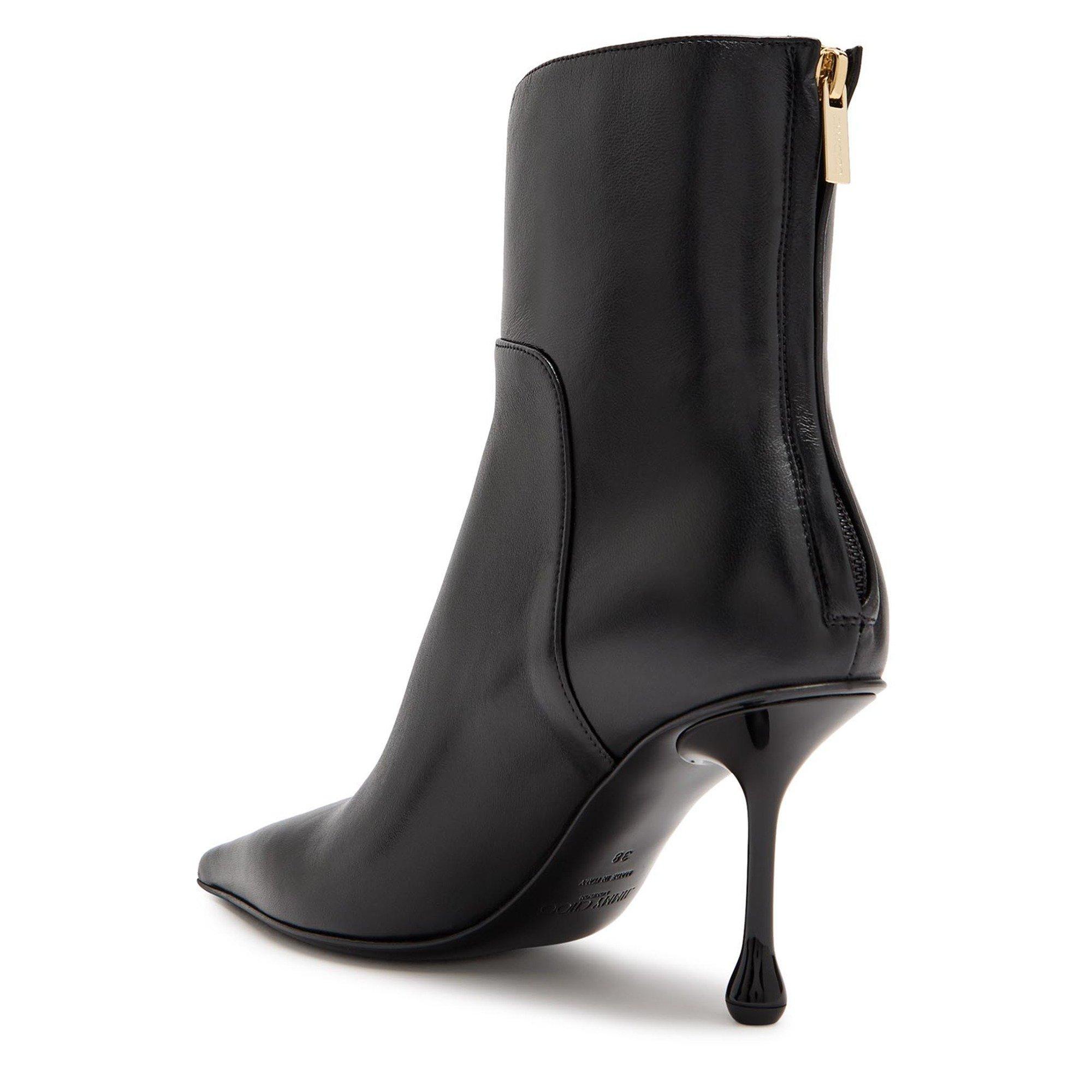 BLACK - Jimmy Choo - Women's Cycas AB 80 Leather Heeled Ankle Boots - 2
