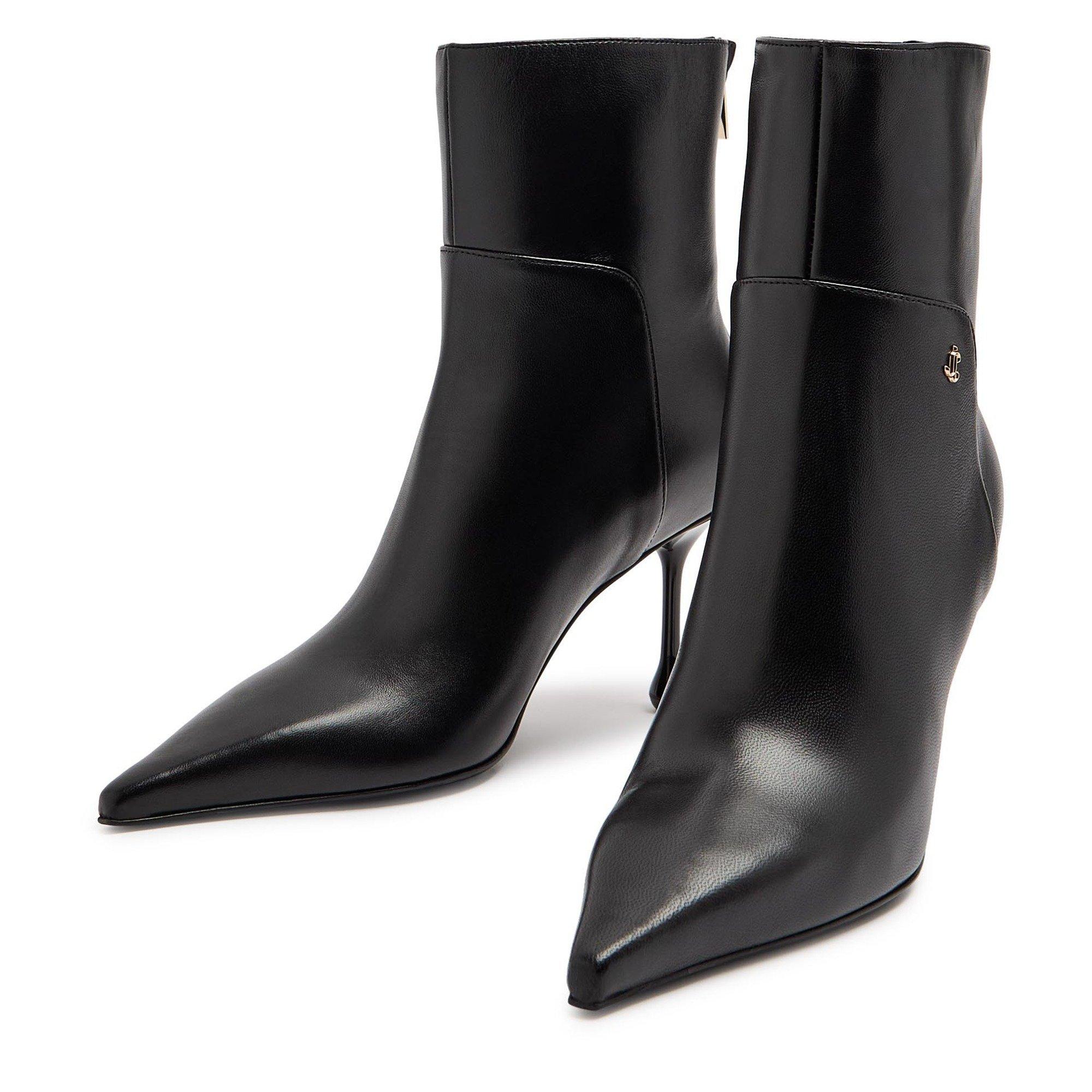 BLACK - Jimmy Choo - Women's Cycas AB 80 Leather Heeled Ankle Boots - 4
