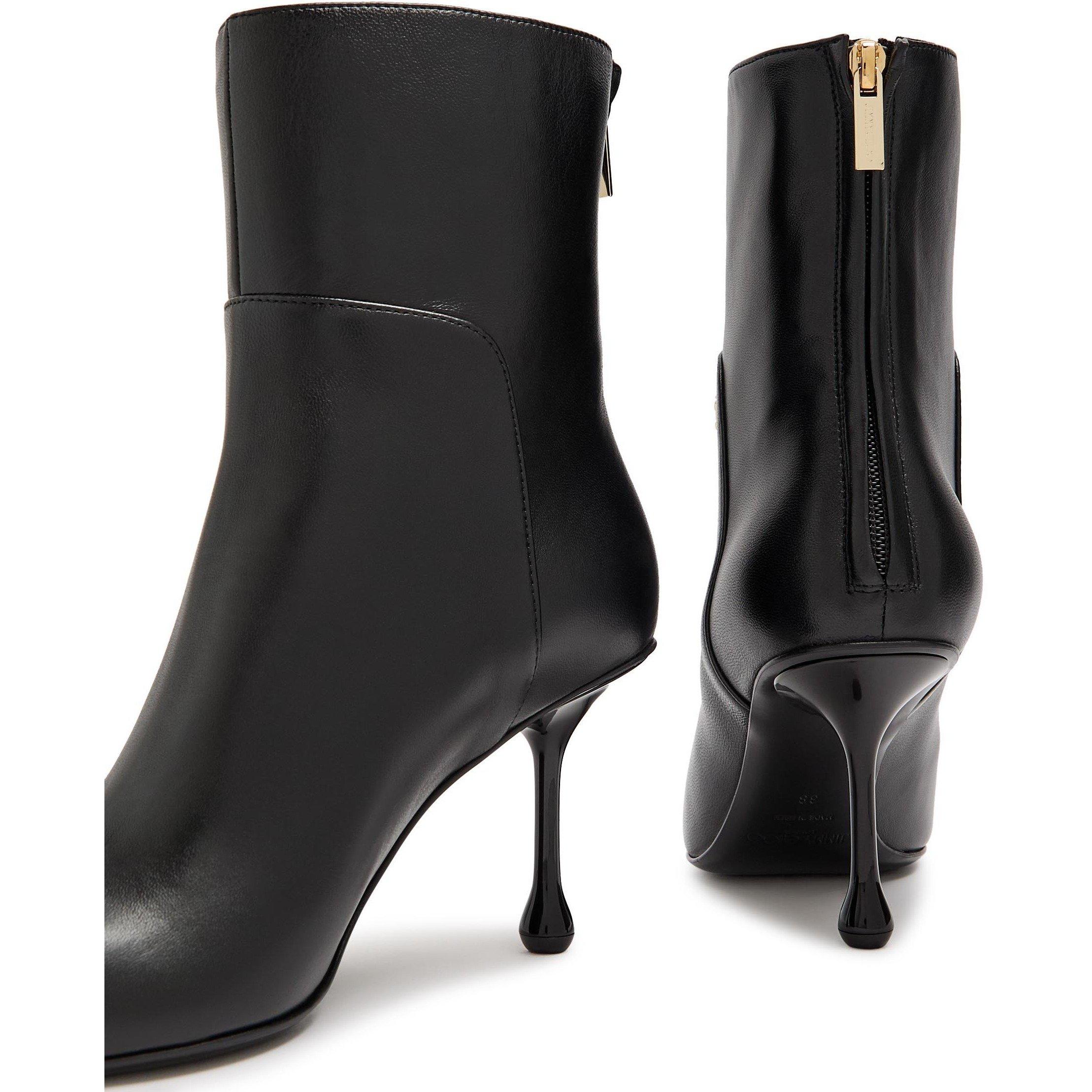BLACK - Jimmy Choo - Women's Cycas AB 80 Leather Heeled Ankle Boots - 5