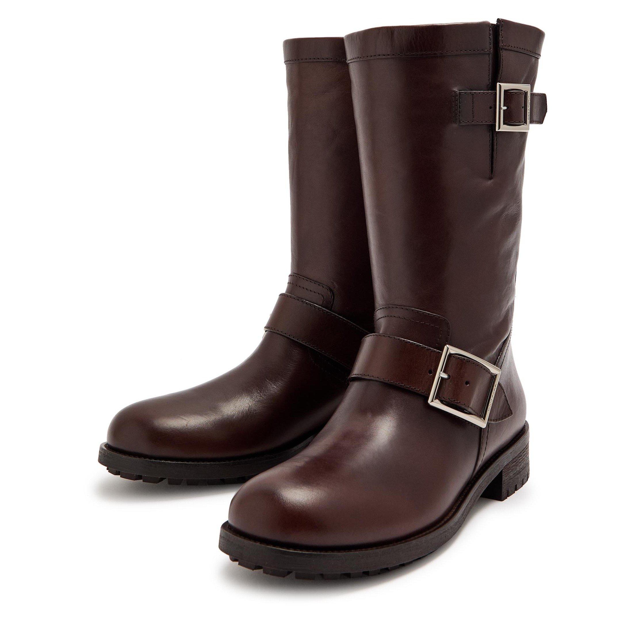 BROWN - Jimmy Choo - Women's Biker Mid Leather Boots - 4