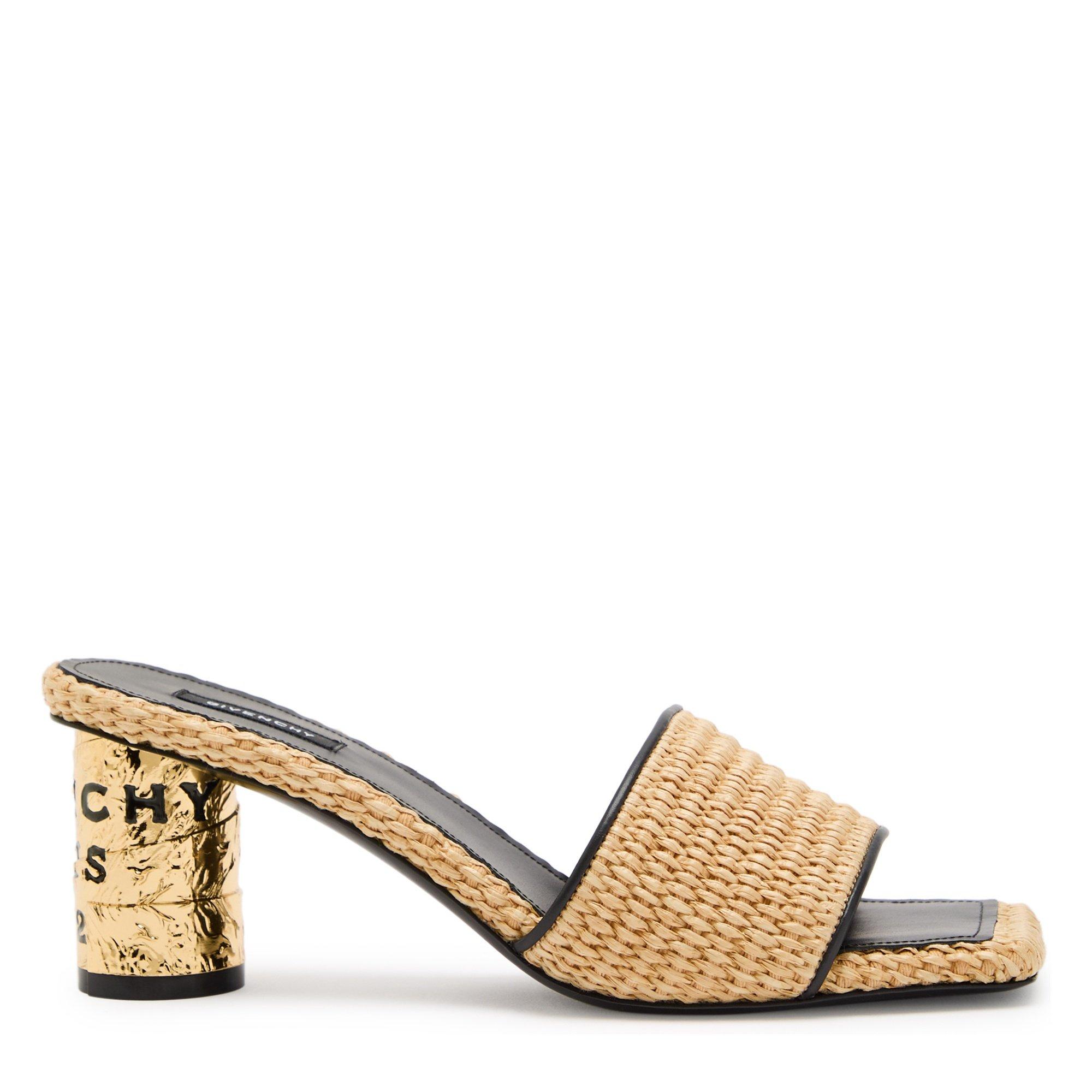 BEIGE - GIVENCHY - Women's Raffia Block-Heel Mules 65 mm - 1