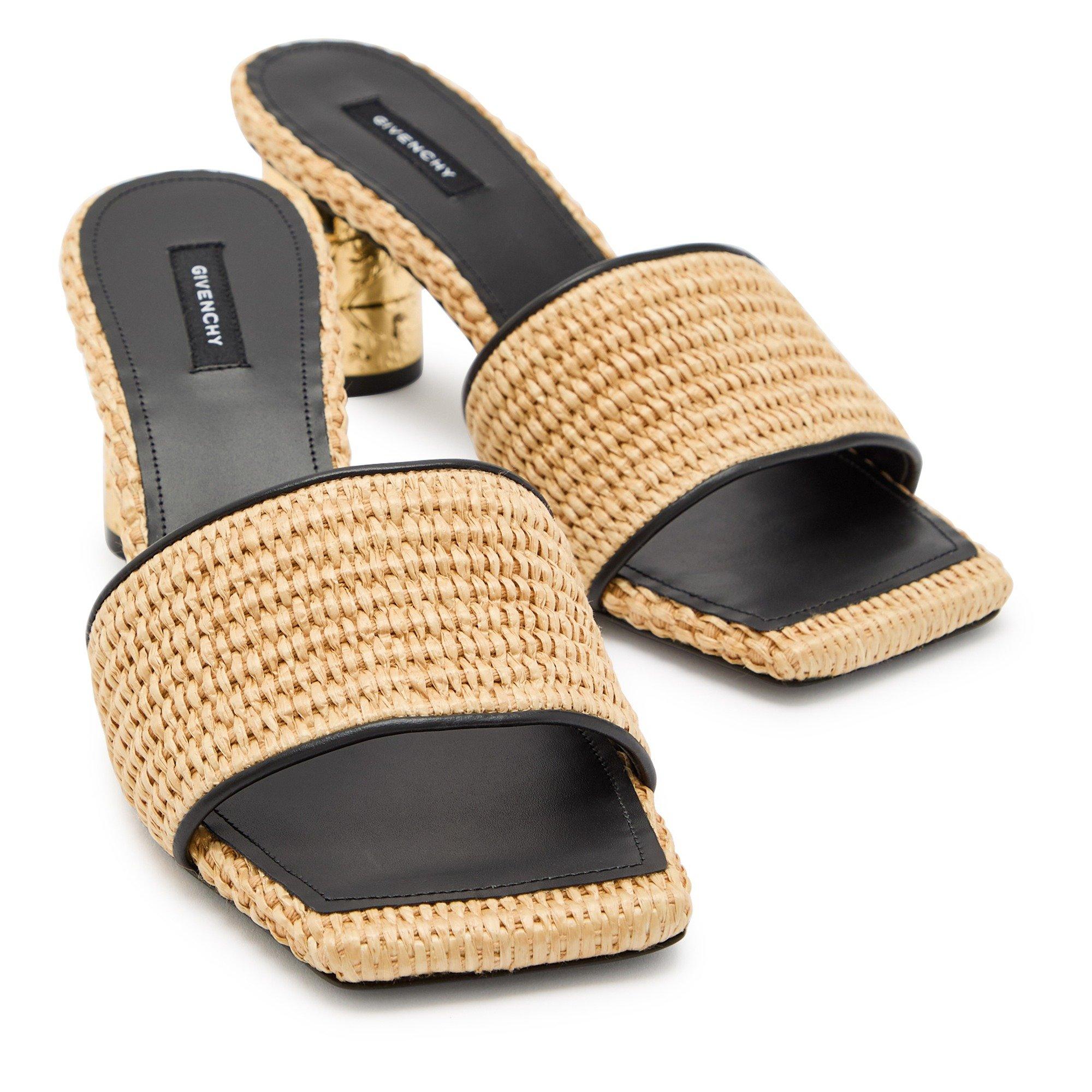 BEIGE - GIVENCHY - Women's Raffia Block-Heel Mules 65 mm - 4