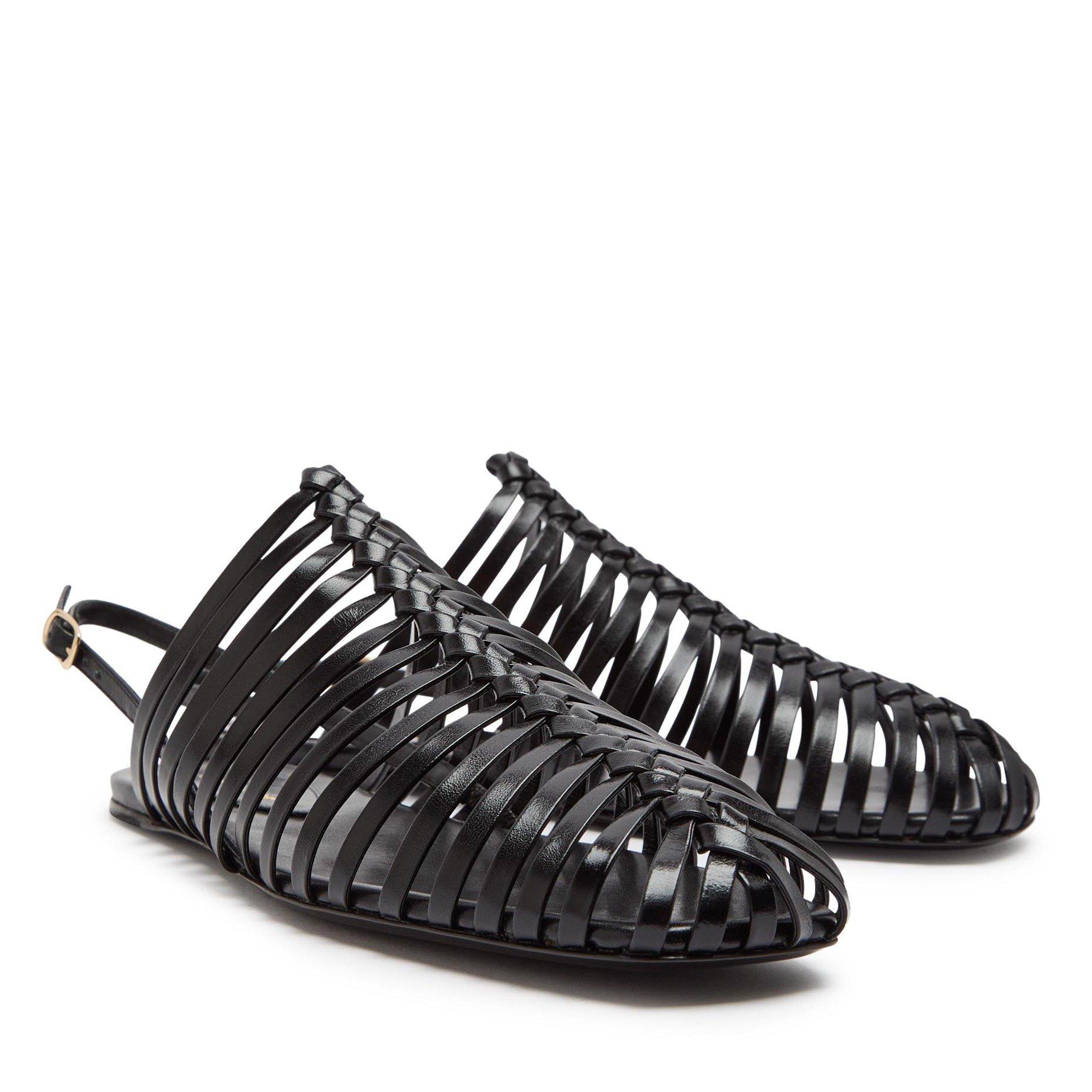 BLACK - Dries Van Noten - FLAT SQUARE TOE OPEN BALLERINA - 4