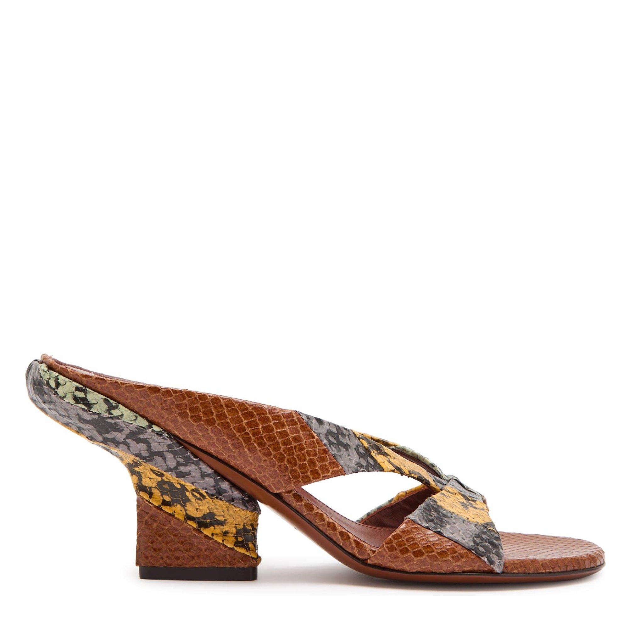 TAN - Dries Van Noten - ROUNDED TOE SLIDE MULE PATCHWO