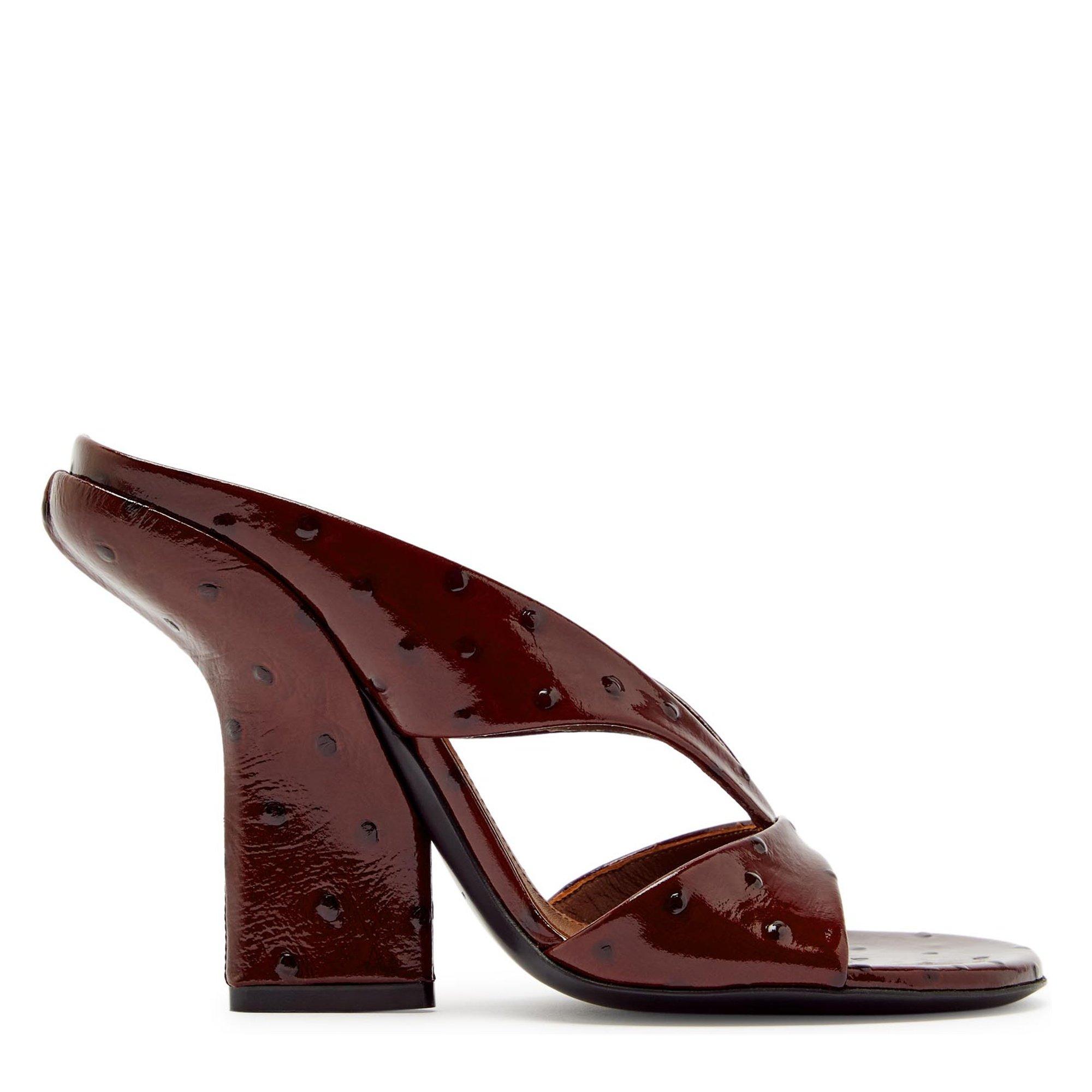 Dries Van Noten ROUNDED TOE SLIDE MULE OSTRICH