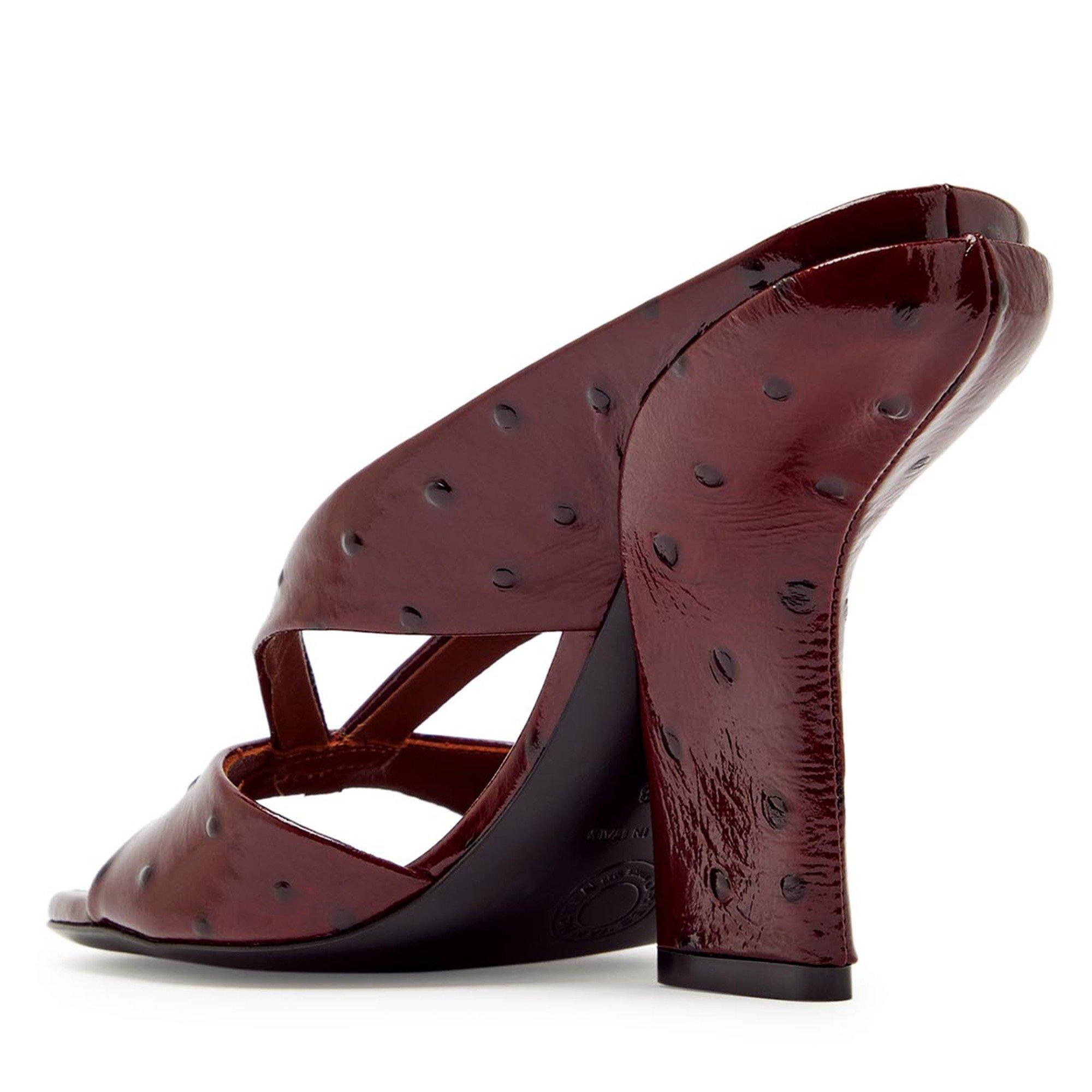 BURGUNDY - Dries Van Noten - ROUNDED TOE SLIDE MULE OSTRICH - 2
