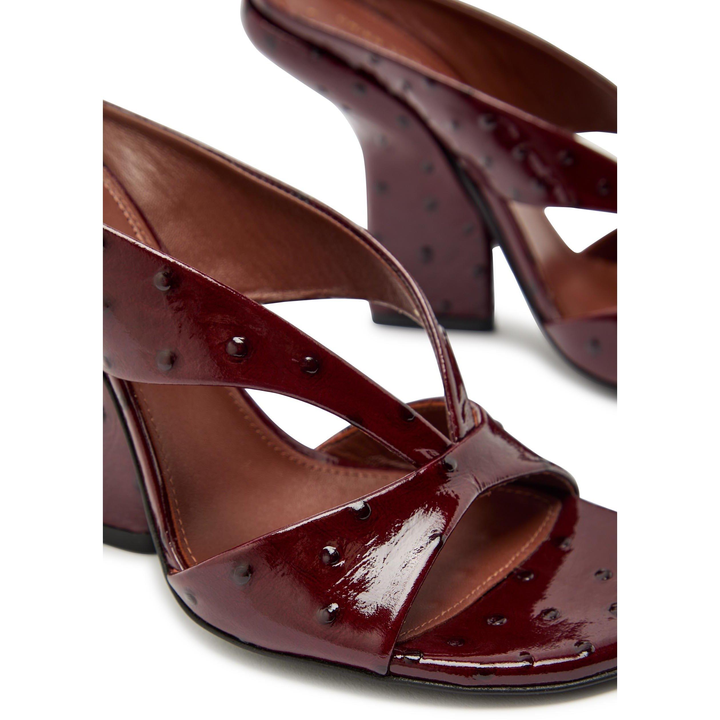 BURGUNDY - Dries Van Noten - ROUNDED TOE SLIDE MULE OSTRICH - 5