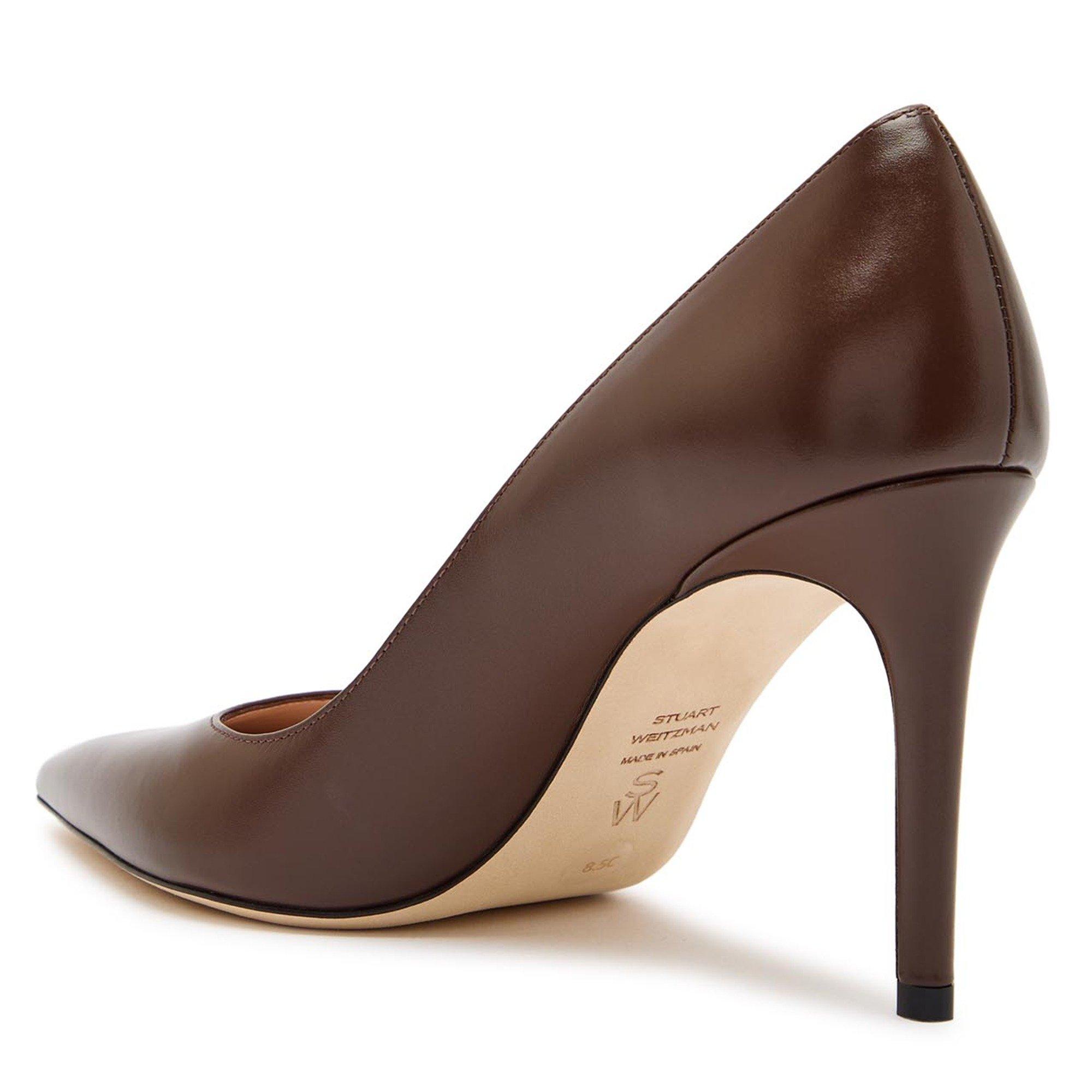 BROWN - Stuart Weitzman - Women's Power 85 Leather Stiletto Heels - 2