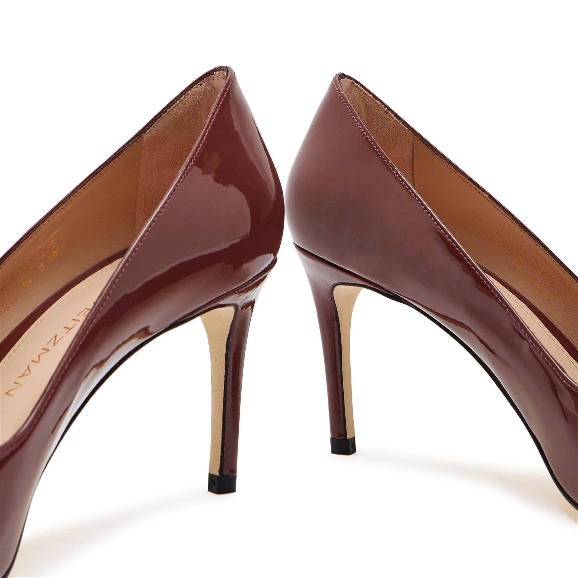 BROWN - Stuart Weitzman - Women's Stuart Power 75 Patent Leather Stiletto Heels - 4