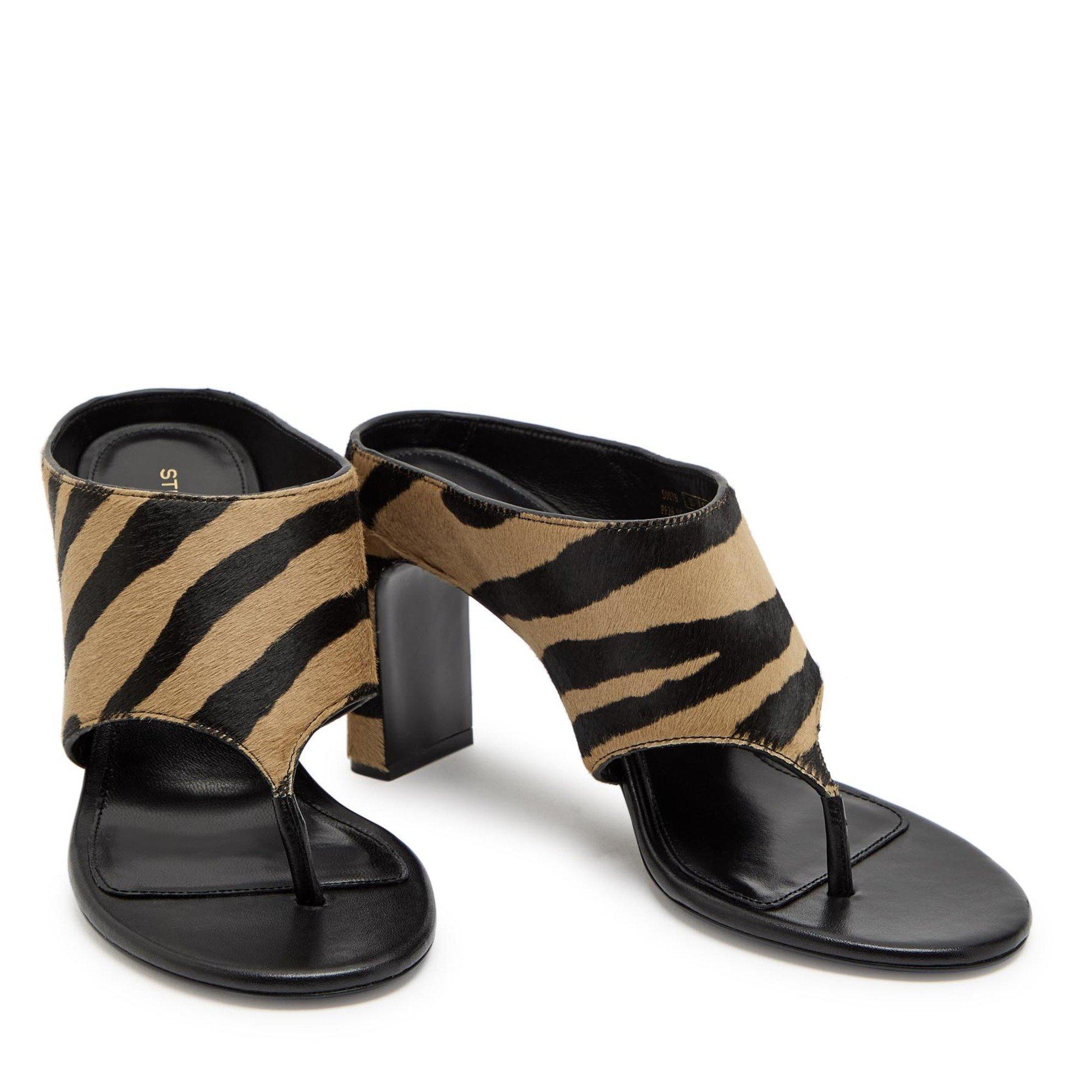 BLACK OTHER - Stuart Weitzman - Women's Babette Thong 85 Leather Heeled Sandals - 3