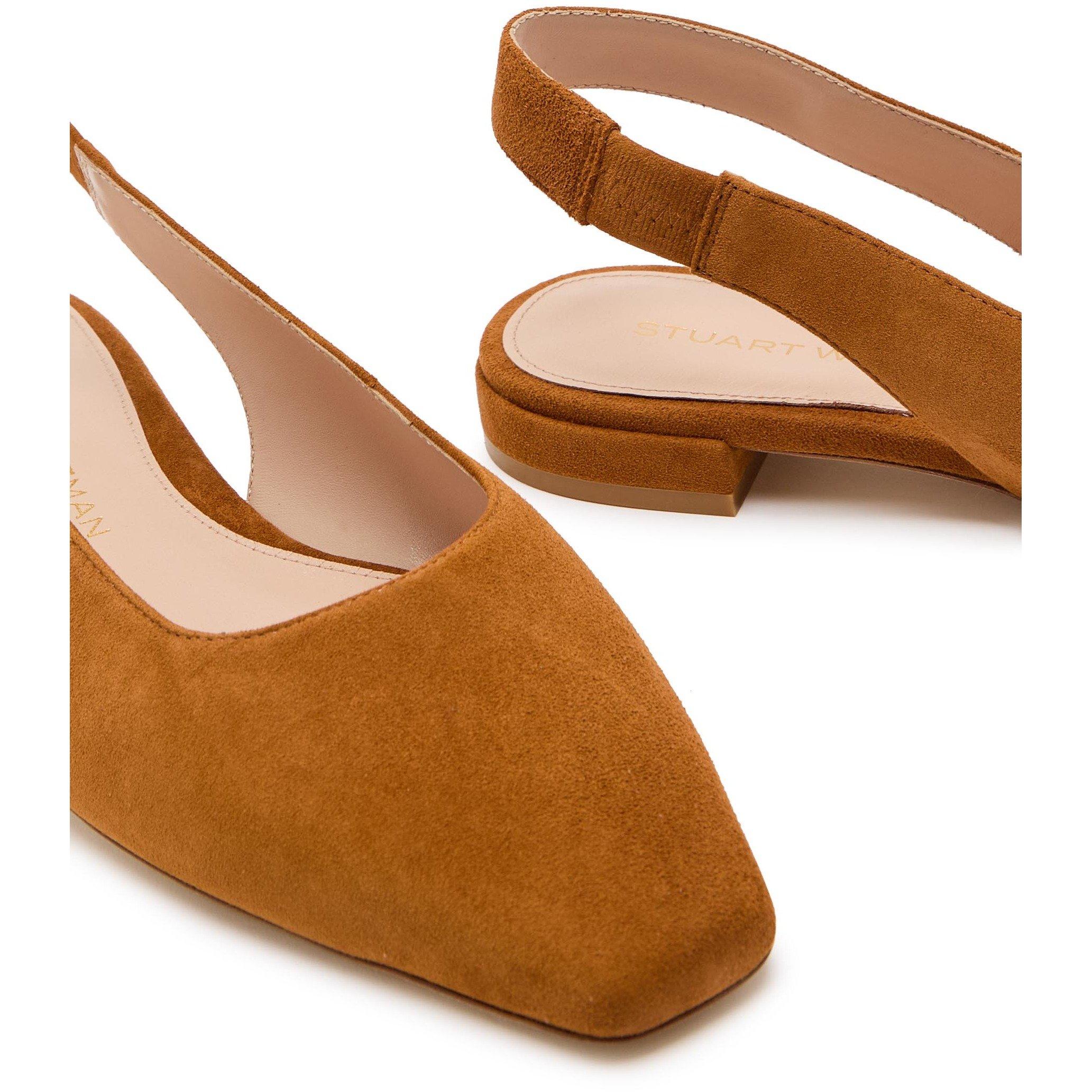 TAN - Stuart Weitzman - Women's Stassi Suede Pointed-Toe Slingbacks - 4
