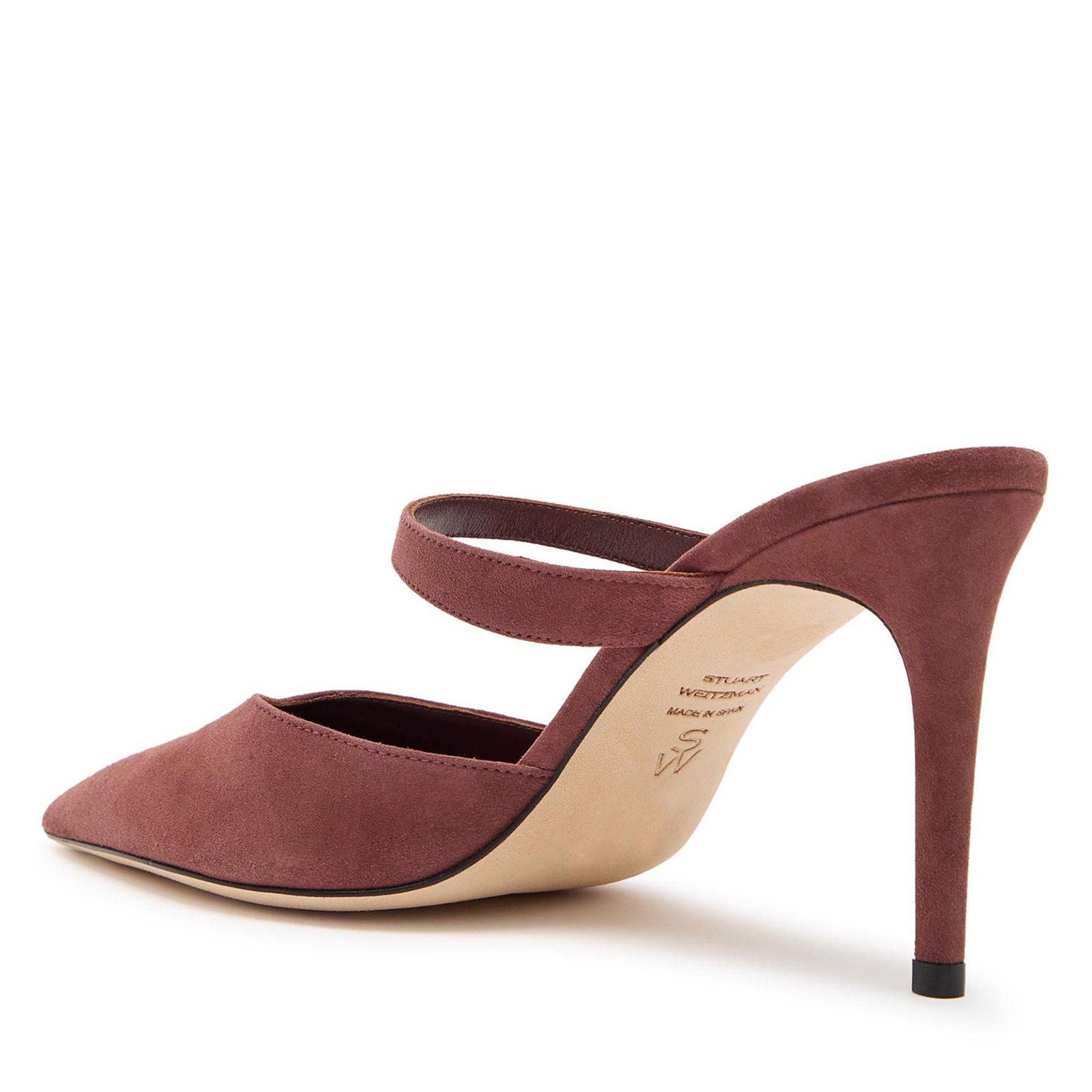BROWN - Stuart Weitzman - Women's Power 85 Suede Heeled Mules - 2