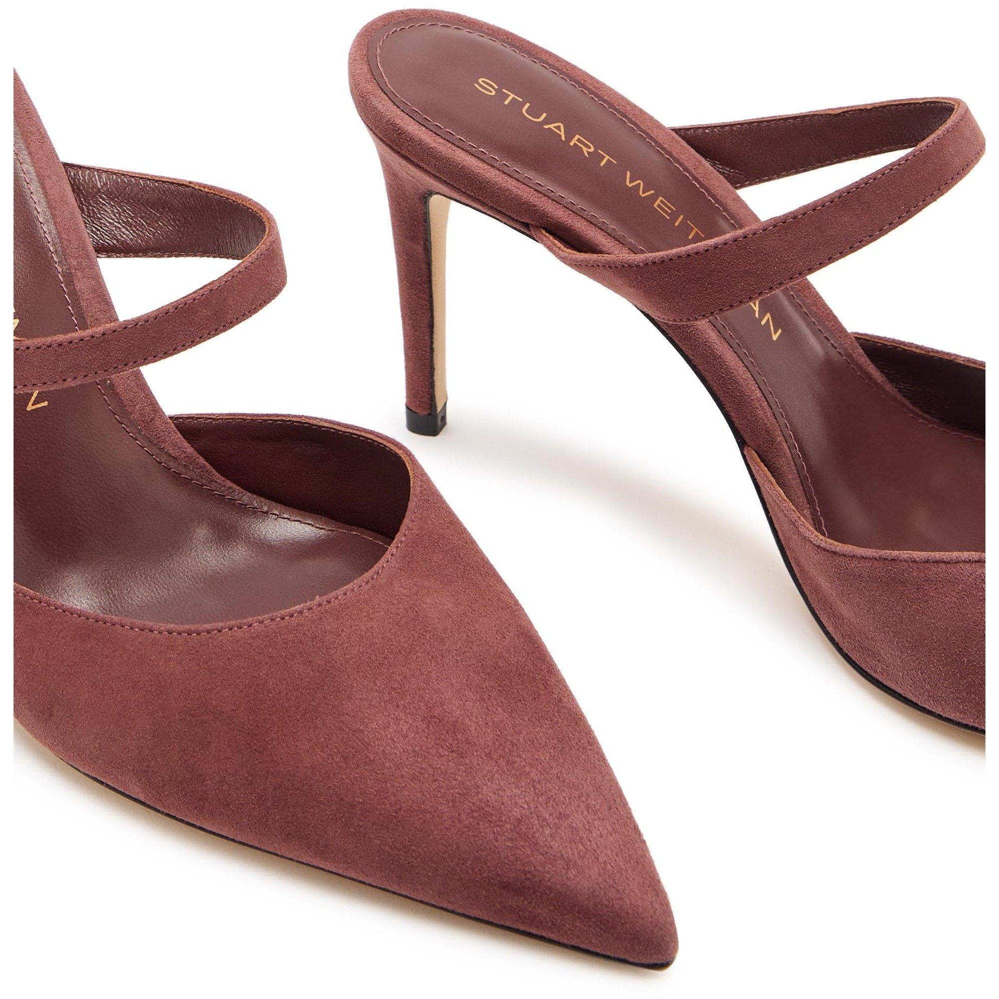 BROWN - Stuart Weitzman - Women's Power 85 Suede Heeled Mules - 4