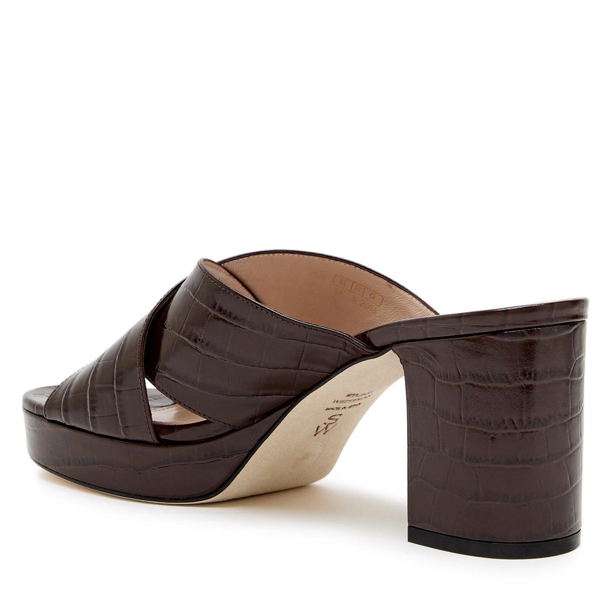 BROWN - Stuart Weitzman - Women's Dayna Leather Heeled Platform Sandals - 2