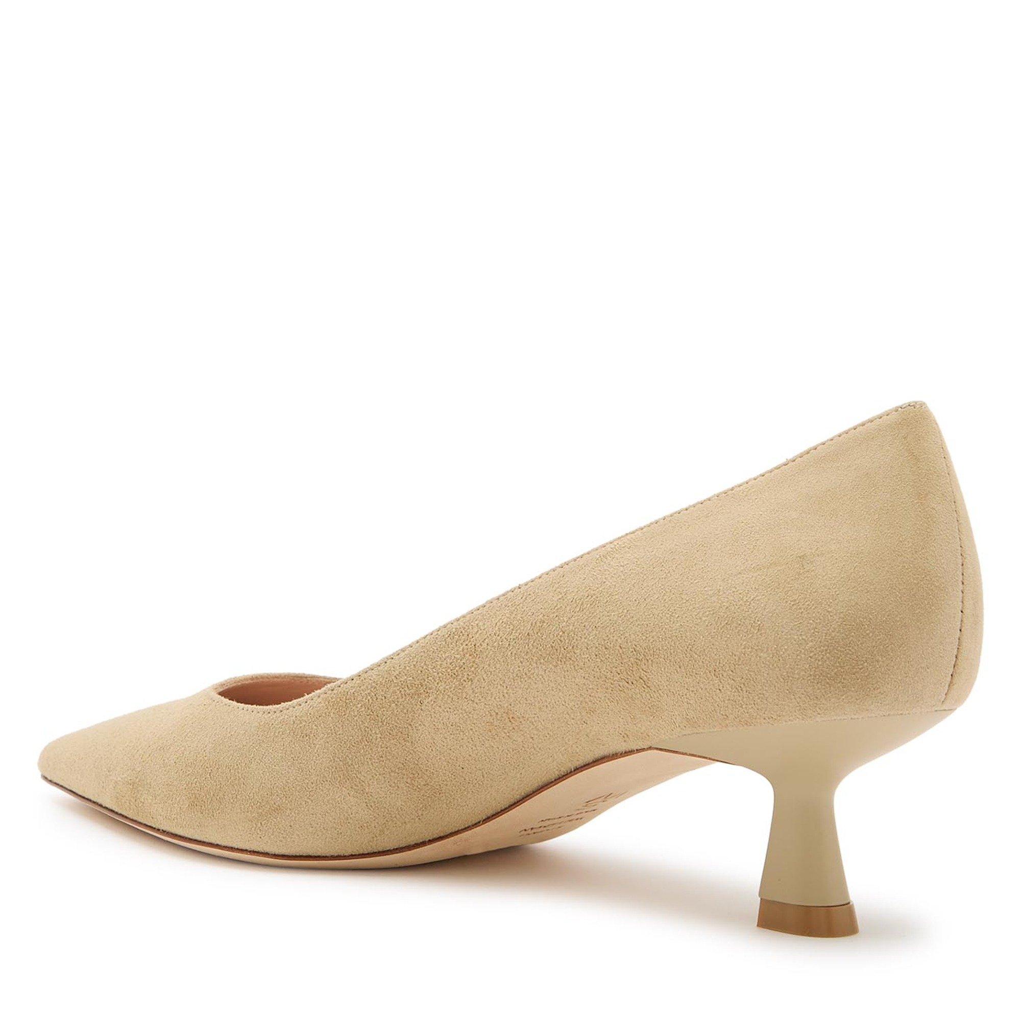 KHAKI - Stuart Weitzman - Women's Sculpt 50 Suede Pointed-Toe Kitten-Heel Court Shoes - 2
