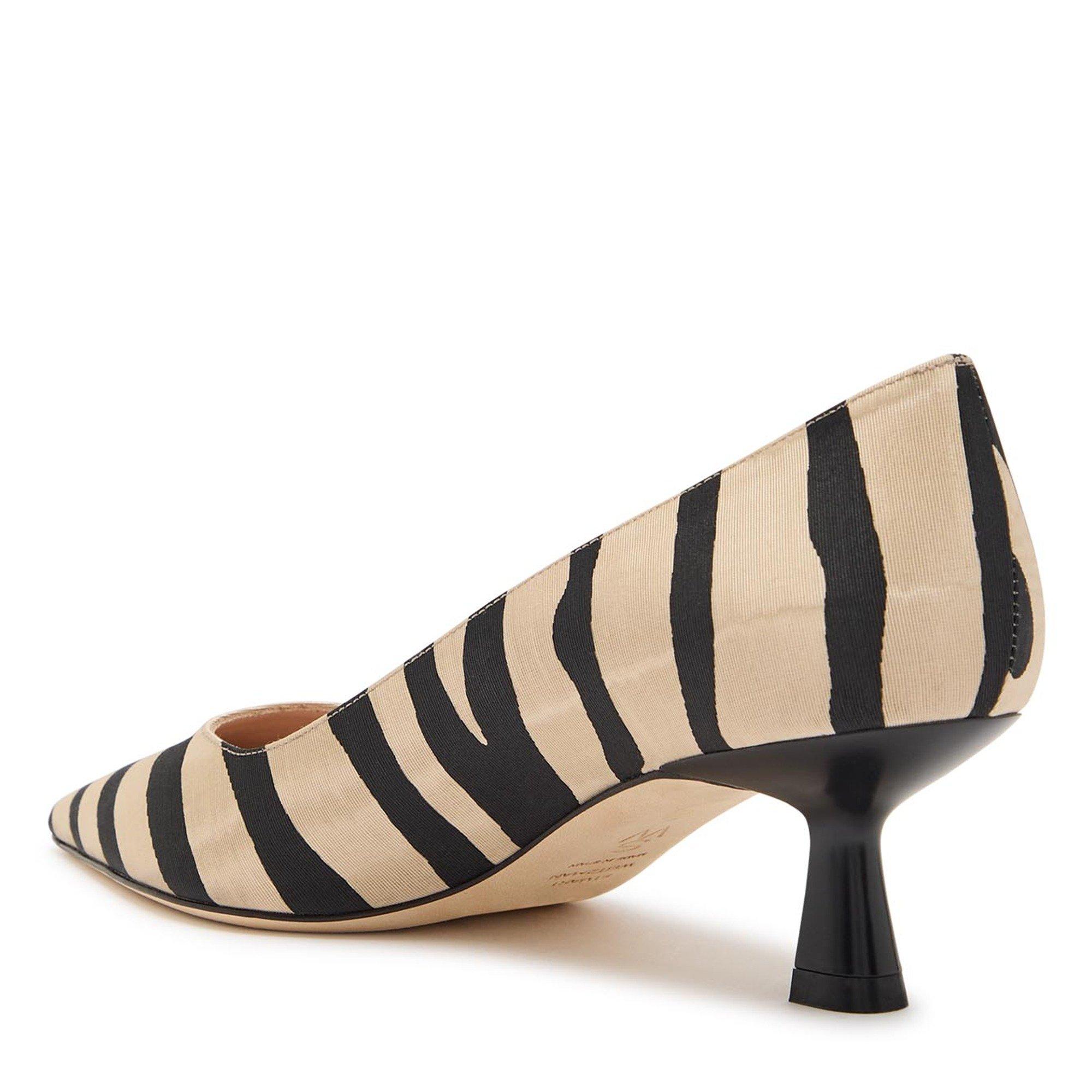 CREAM AND OTHER - Stuart Weitzman - Women's Sculpt 50 Striped Grosgrain Pointed-Toe Court Shoes - 2