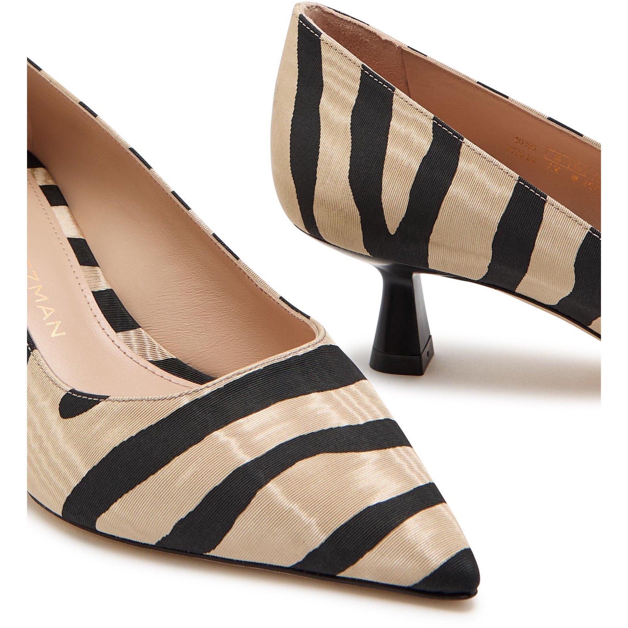 CREAM AND OTHER - Stuart Weitzman - Women's Sculpt 50 Striped Grosgrain Pointed-Toe Court Shoes - 4