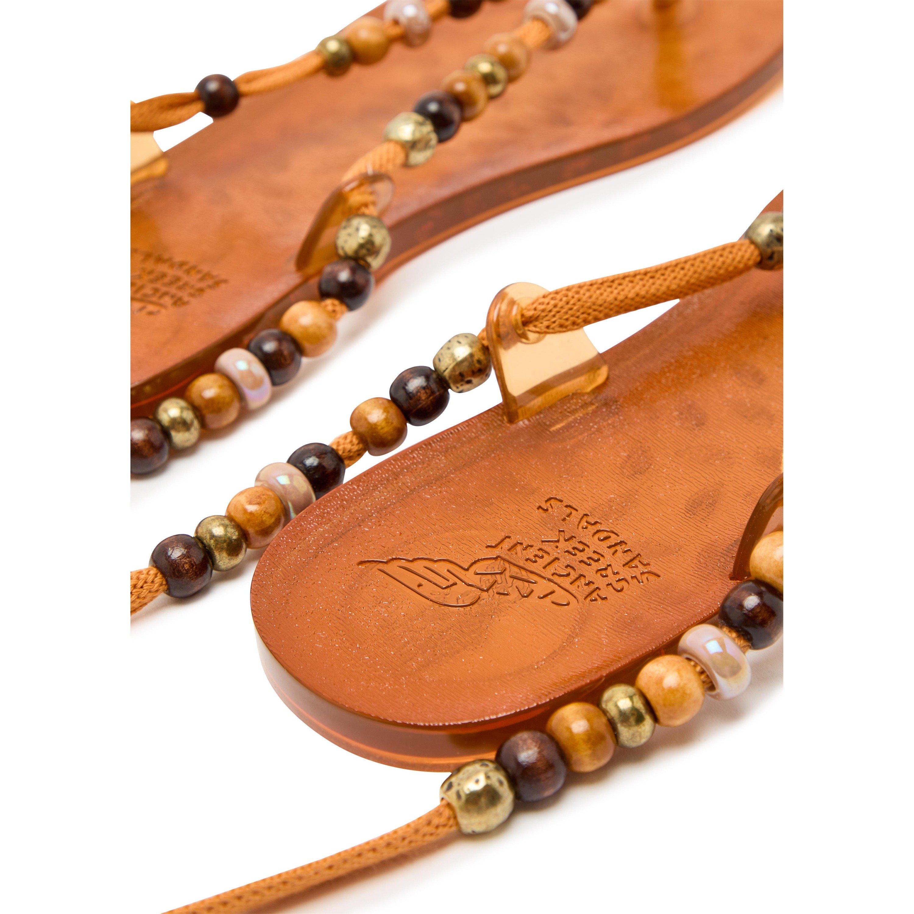 CAMEL - Ancient Greek Sandals - Women's Esther Beads Flat Sandals - 4