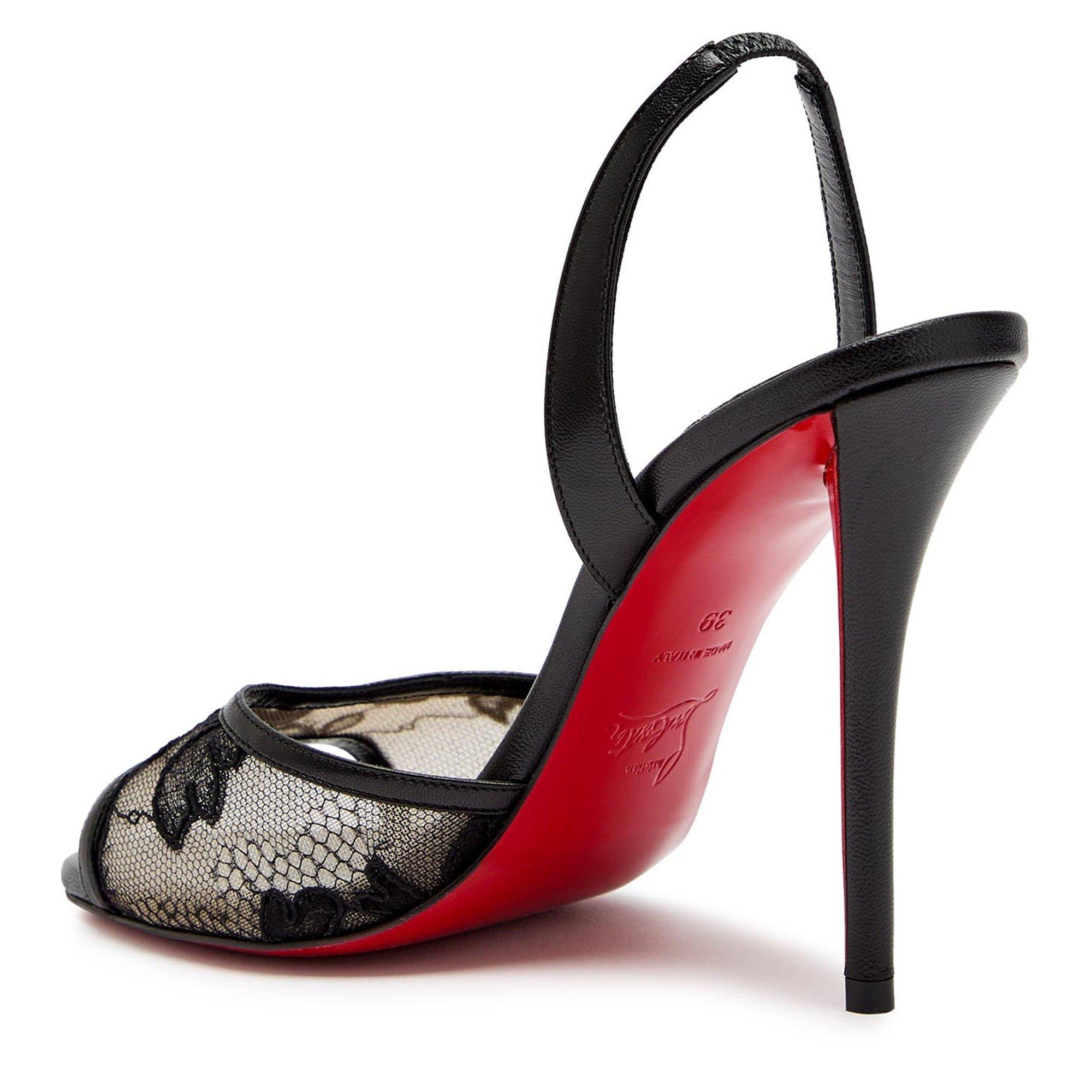 BLACK - Christian Louboutin - MISS Z LACE SLING 100 RETE/DEN - 2