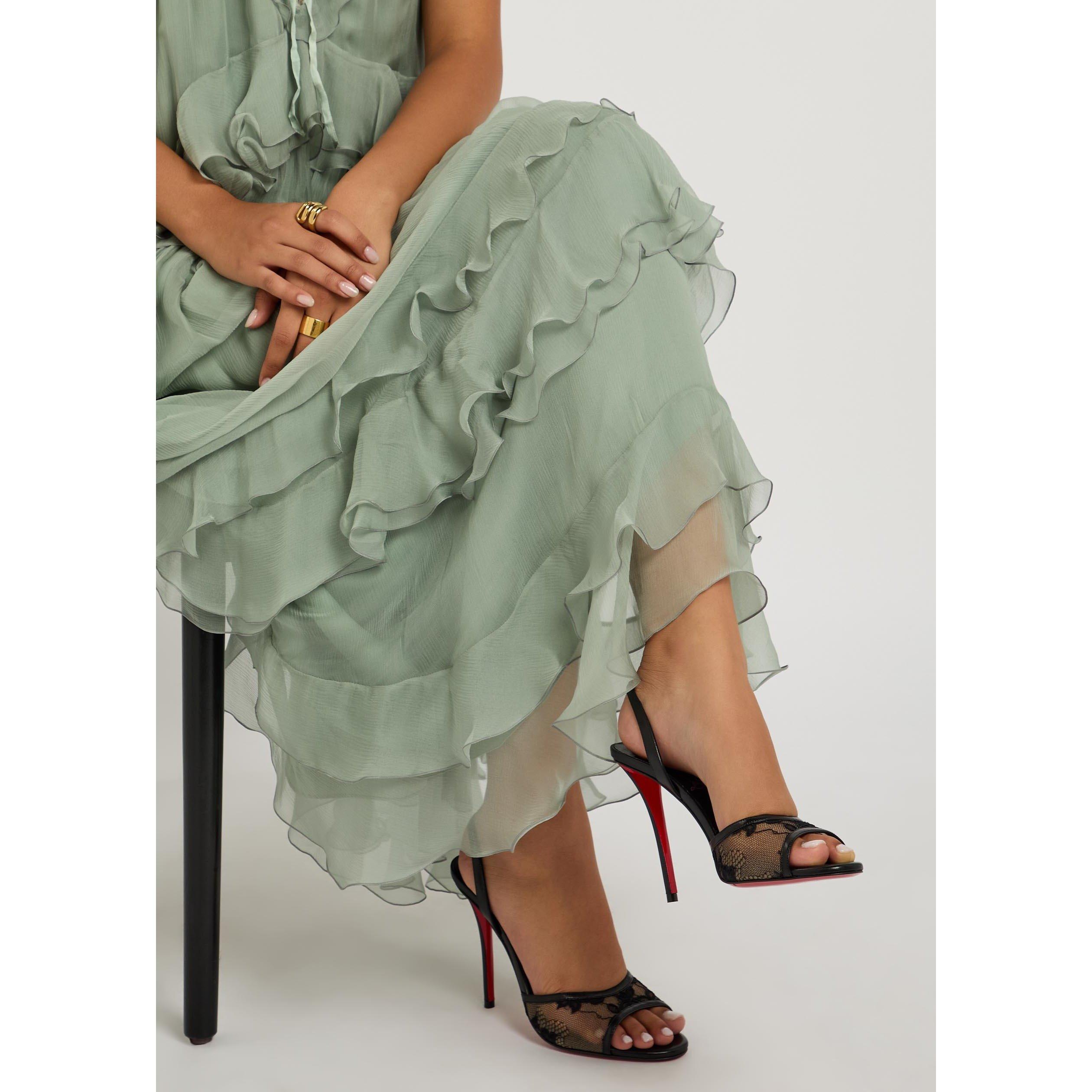 BLACK - Christian Louboutin - MISS Z LACE SLING 100 RETE/DEN - 3