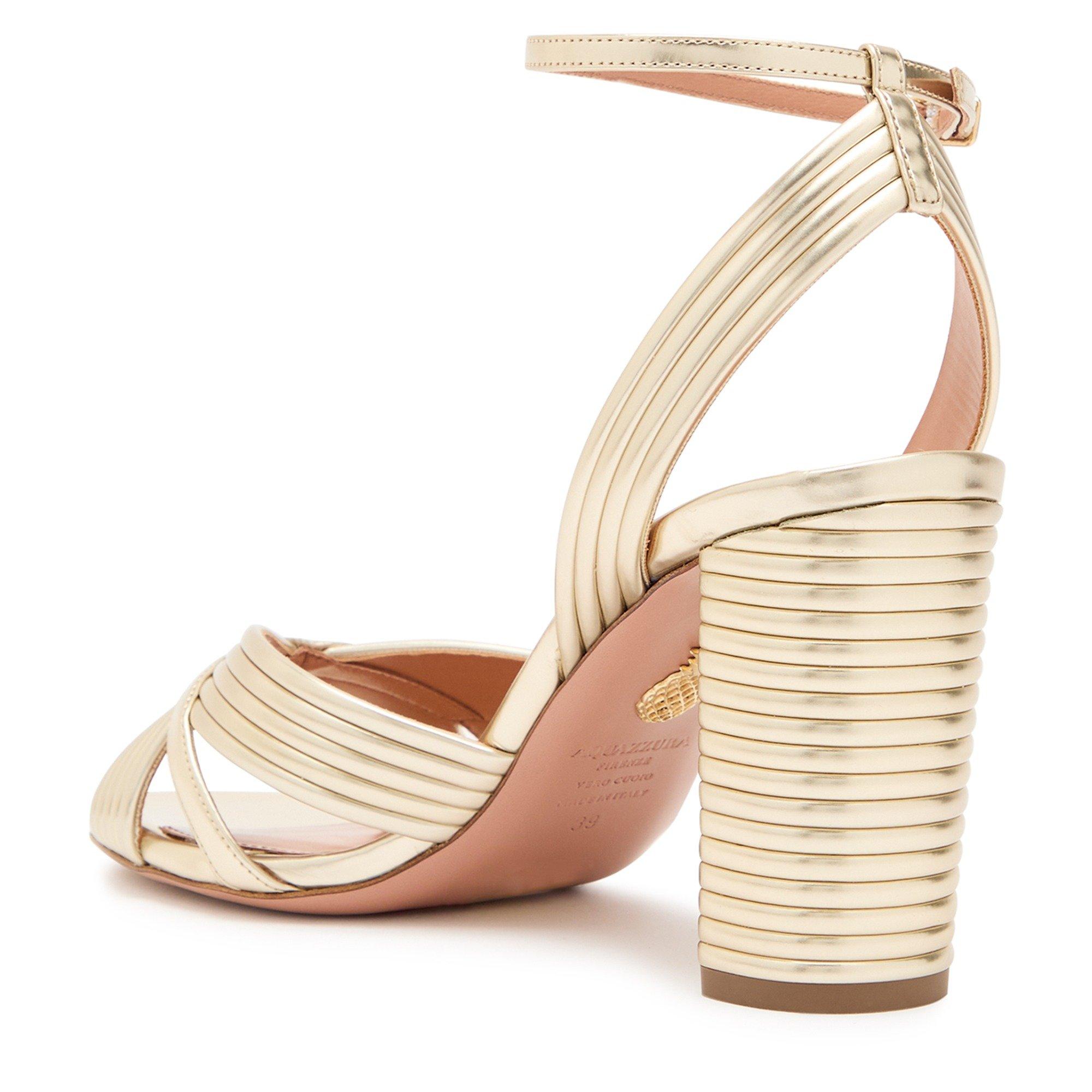 GOLD - Aquazzura - Women's Very Sundance Leather 85 mm Heeled Sandals - 2