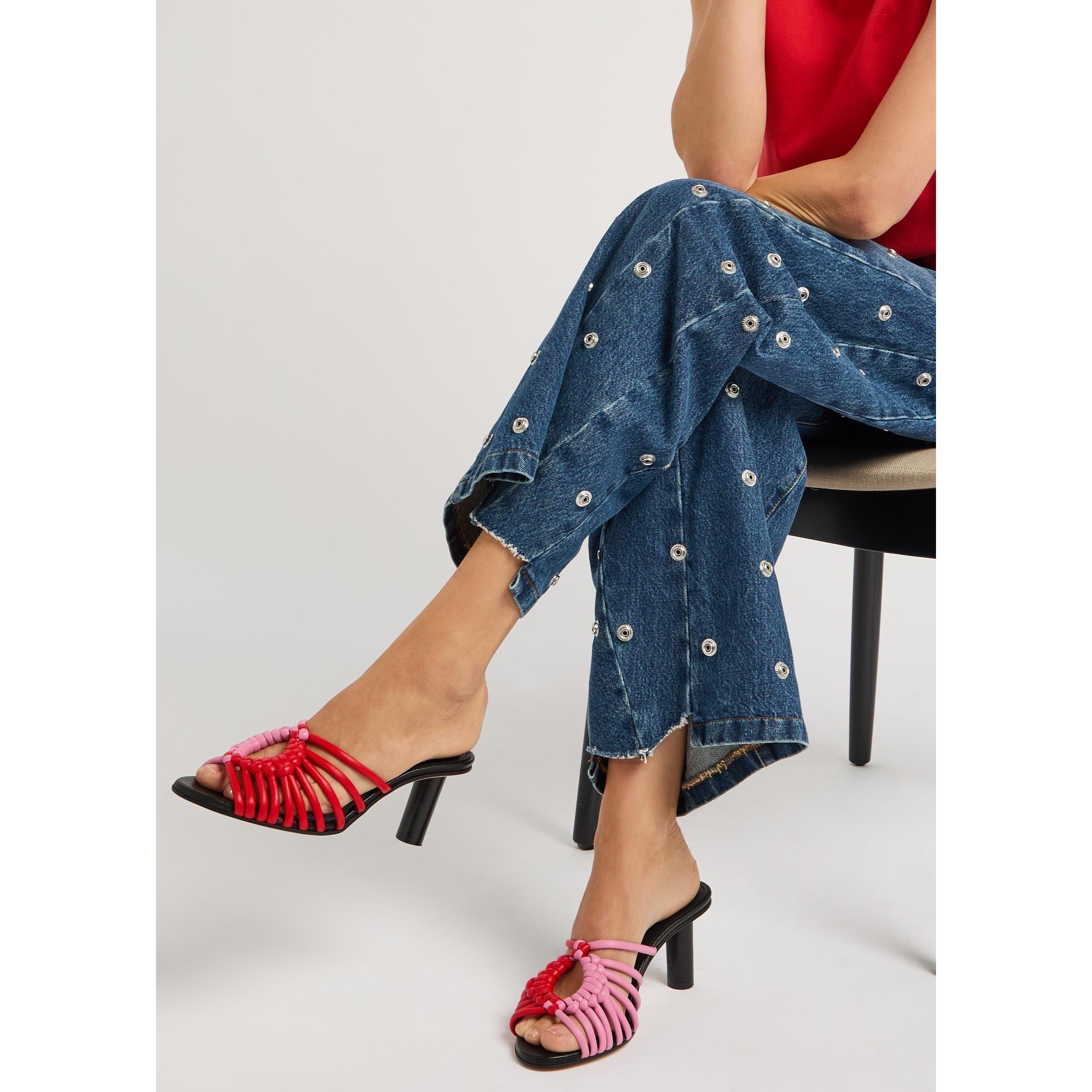 RED - JW Anderson - Women's Plot Woven Leather Heeled Sandals - 3