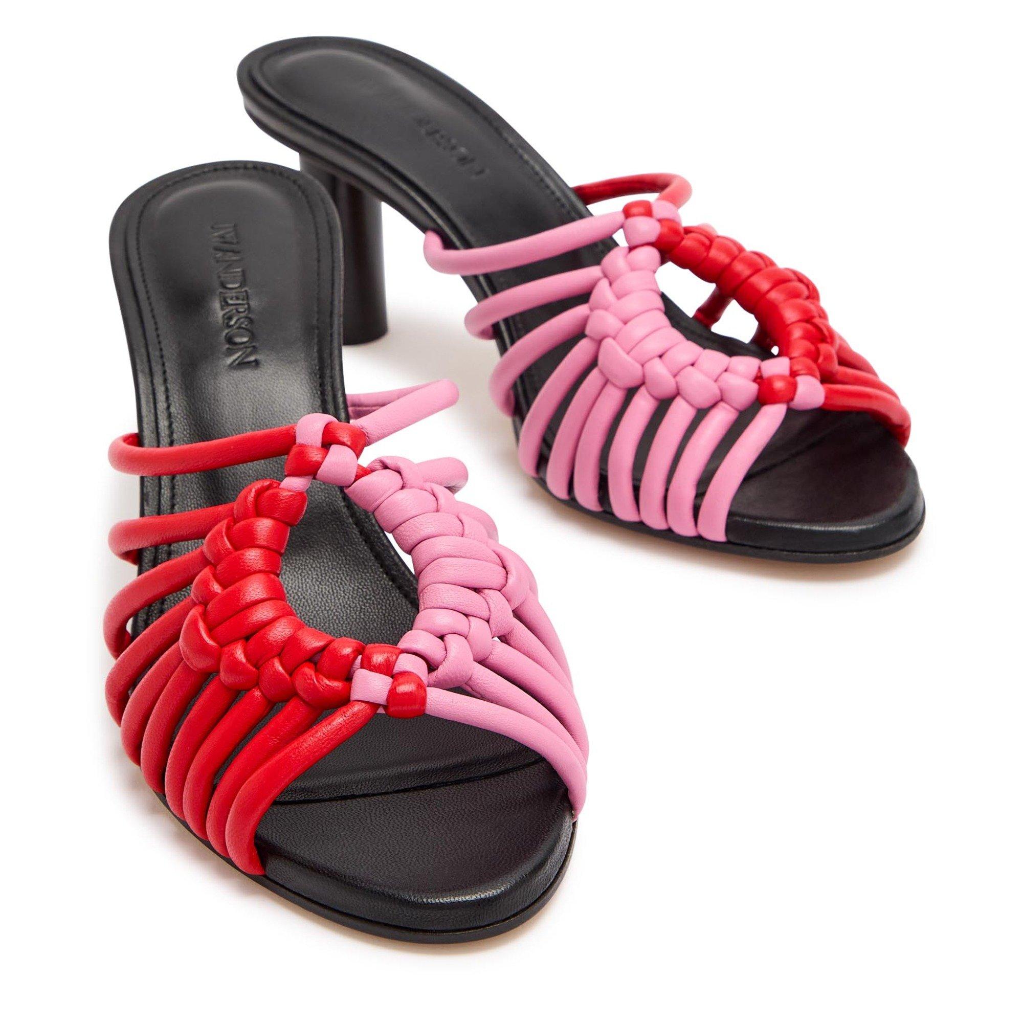 RED - JW Anderson - Women's Plot Woven Leather Heeled Sandals - 4