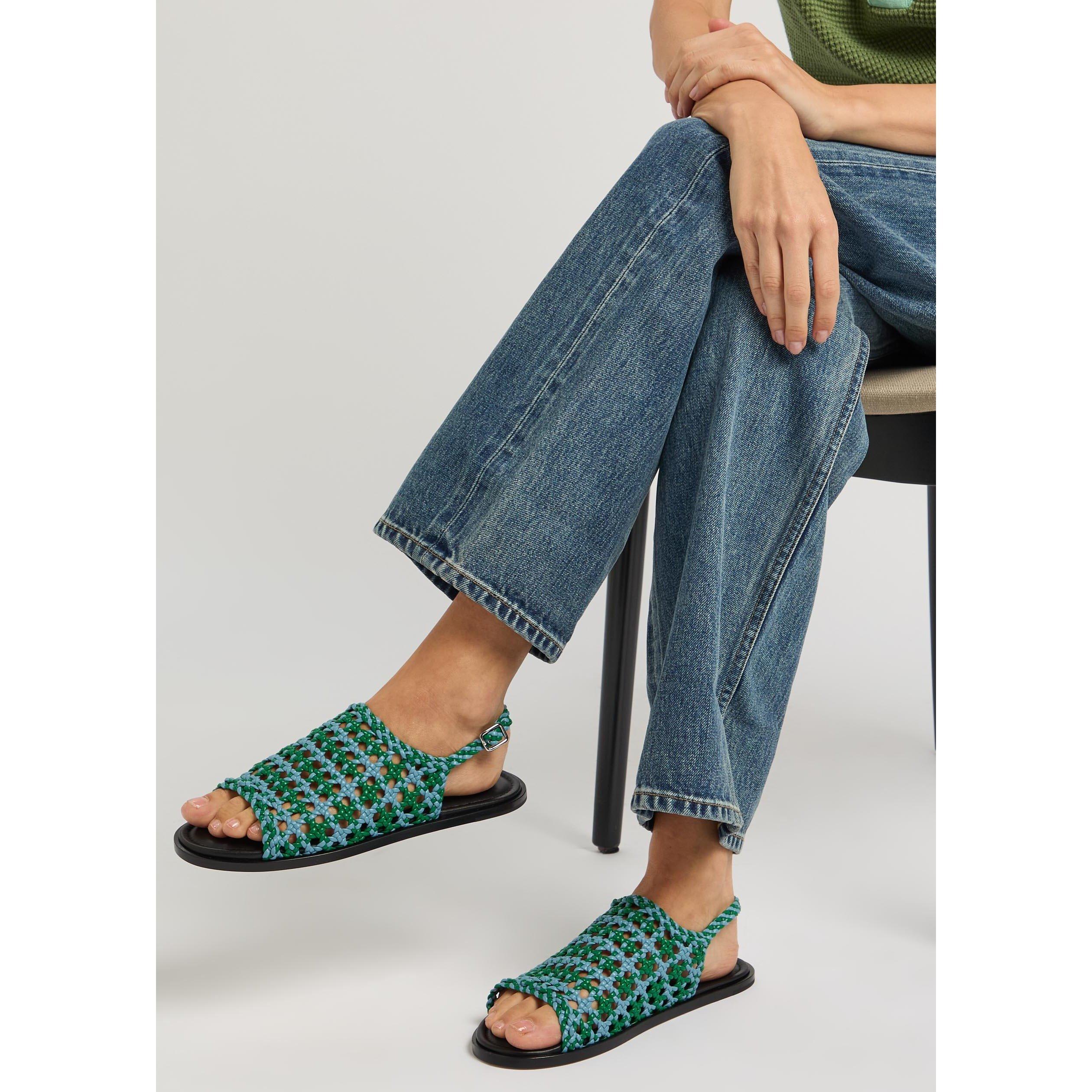BLUE AND OTHER - JW Anderson - Women's Net Leather Flat Sandals - 3
