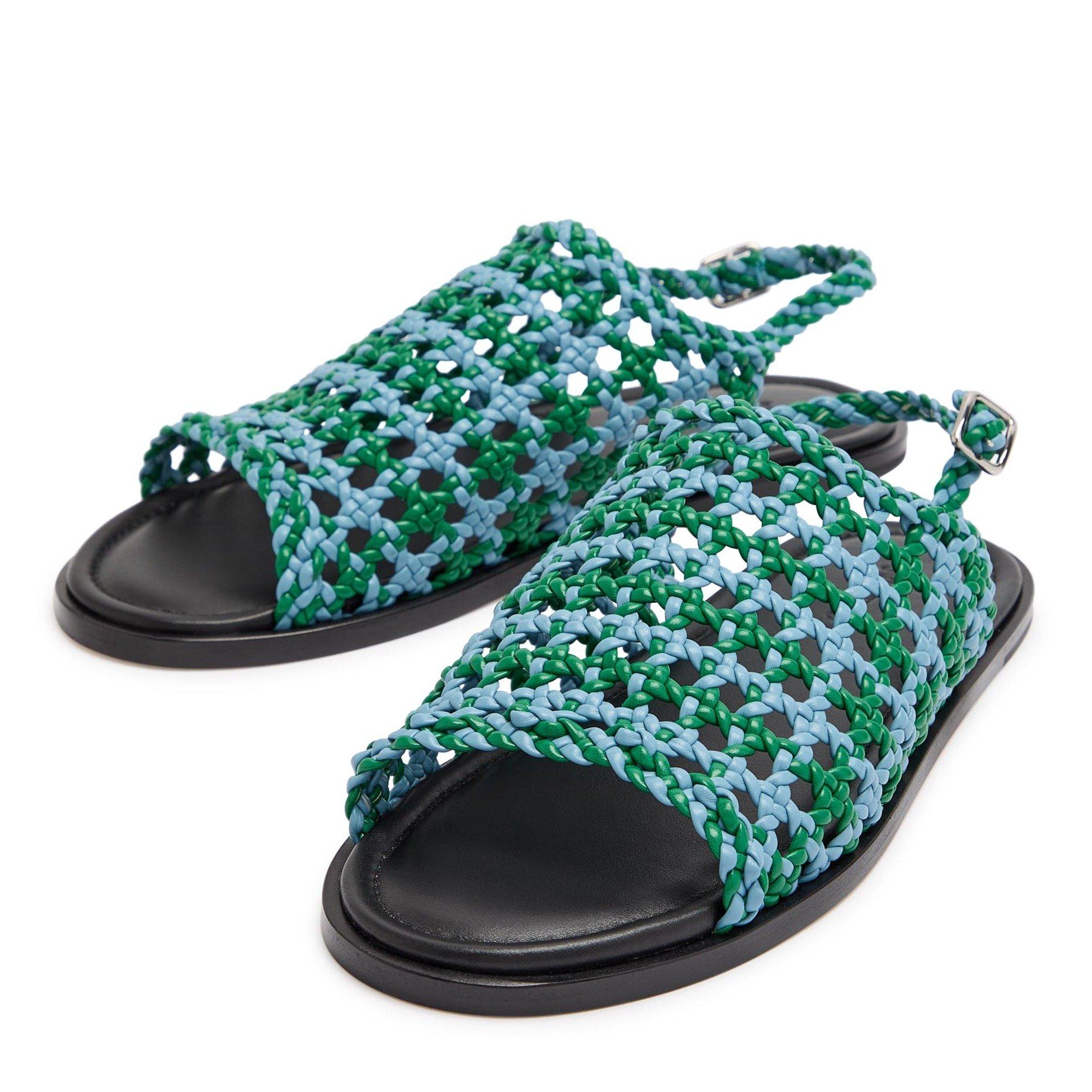 BLUE AND OTHER - JW Anderson - Women's Net Leather Flat Sandals - 4