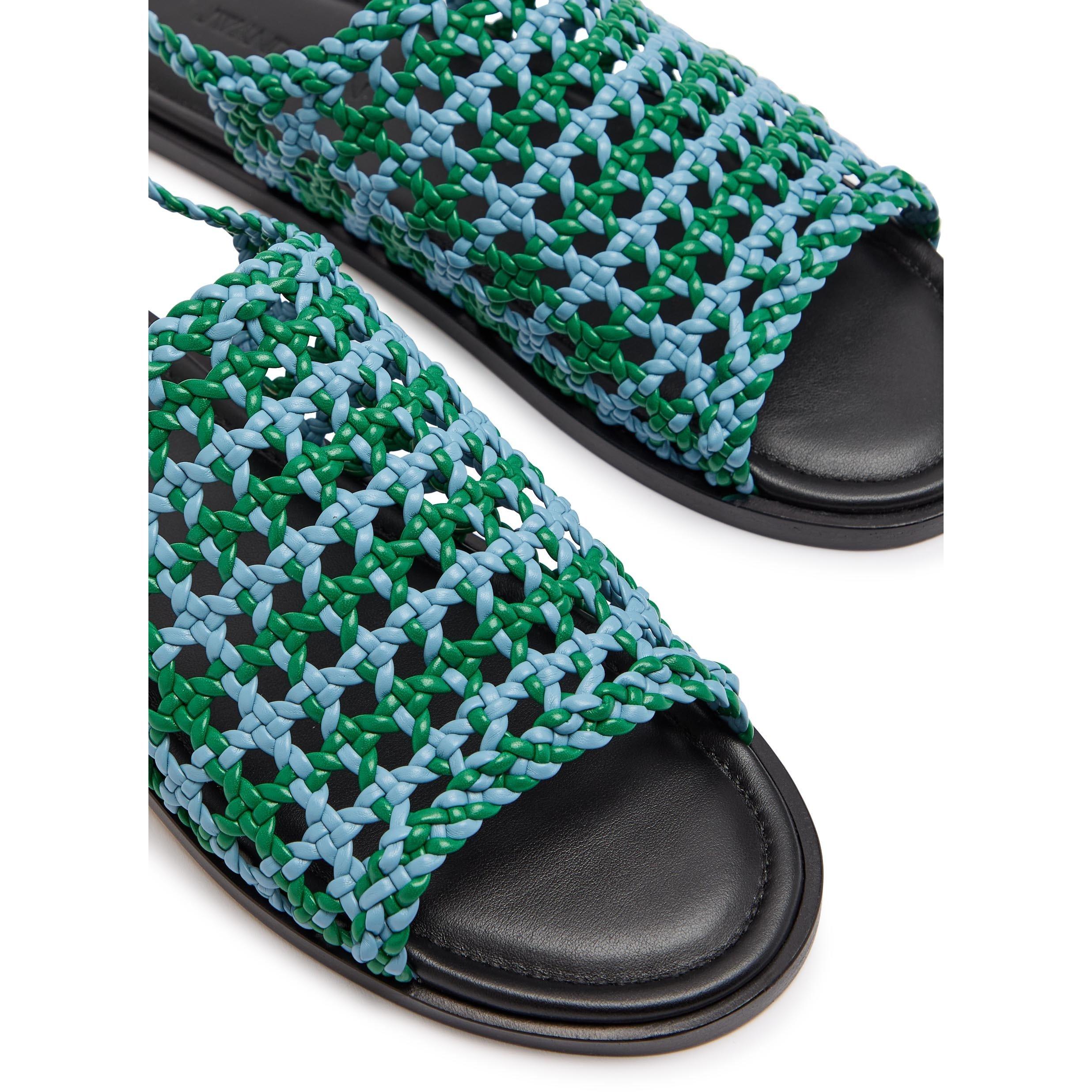 BLUE AND OTHER - JW Anderson - Women's Net Leather Flat Sandals - 5