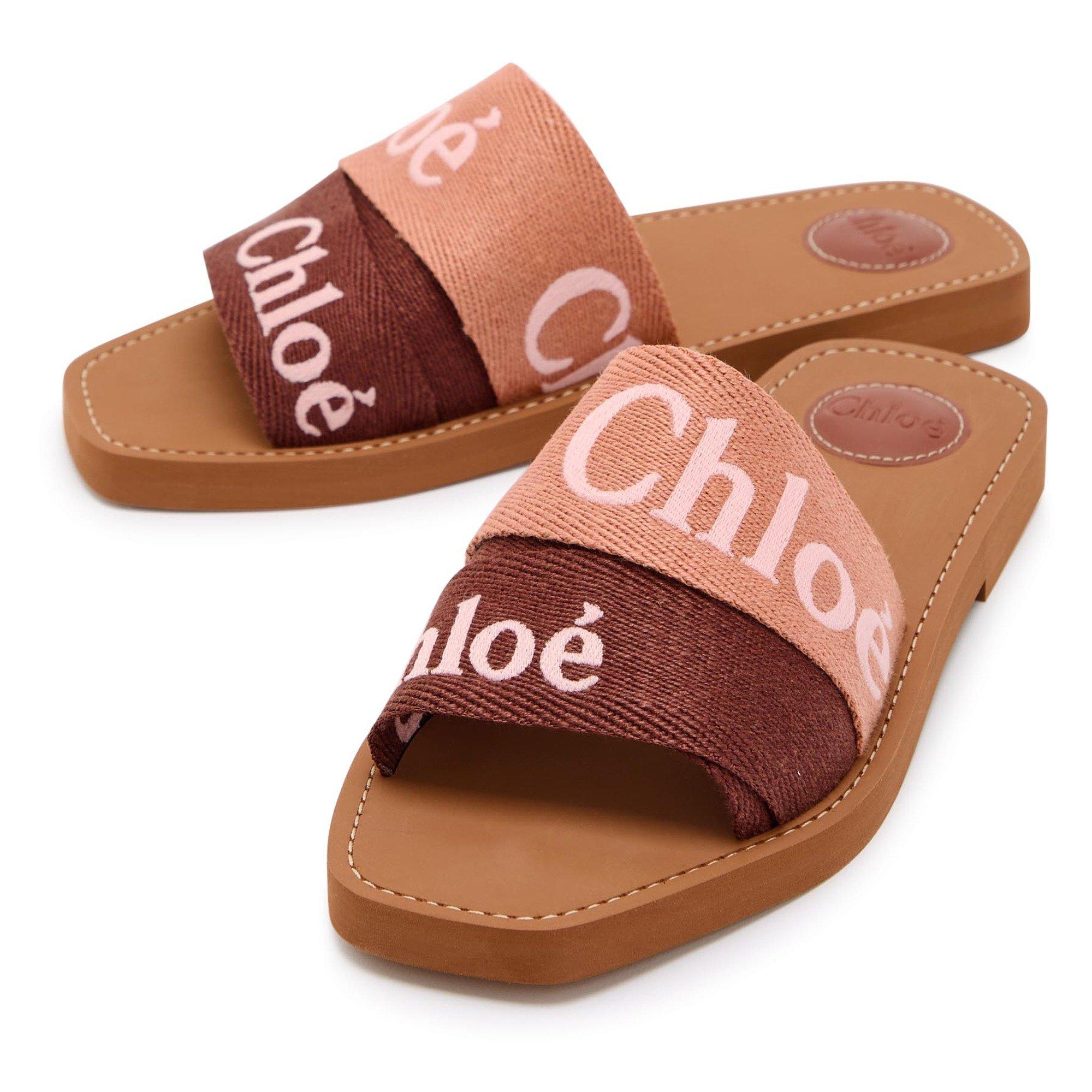 PINK - Chloe - Women's Woody Canvas Flat Sandals - 4