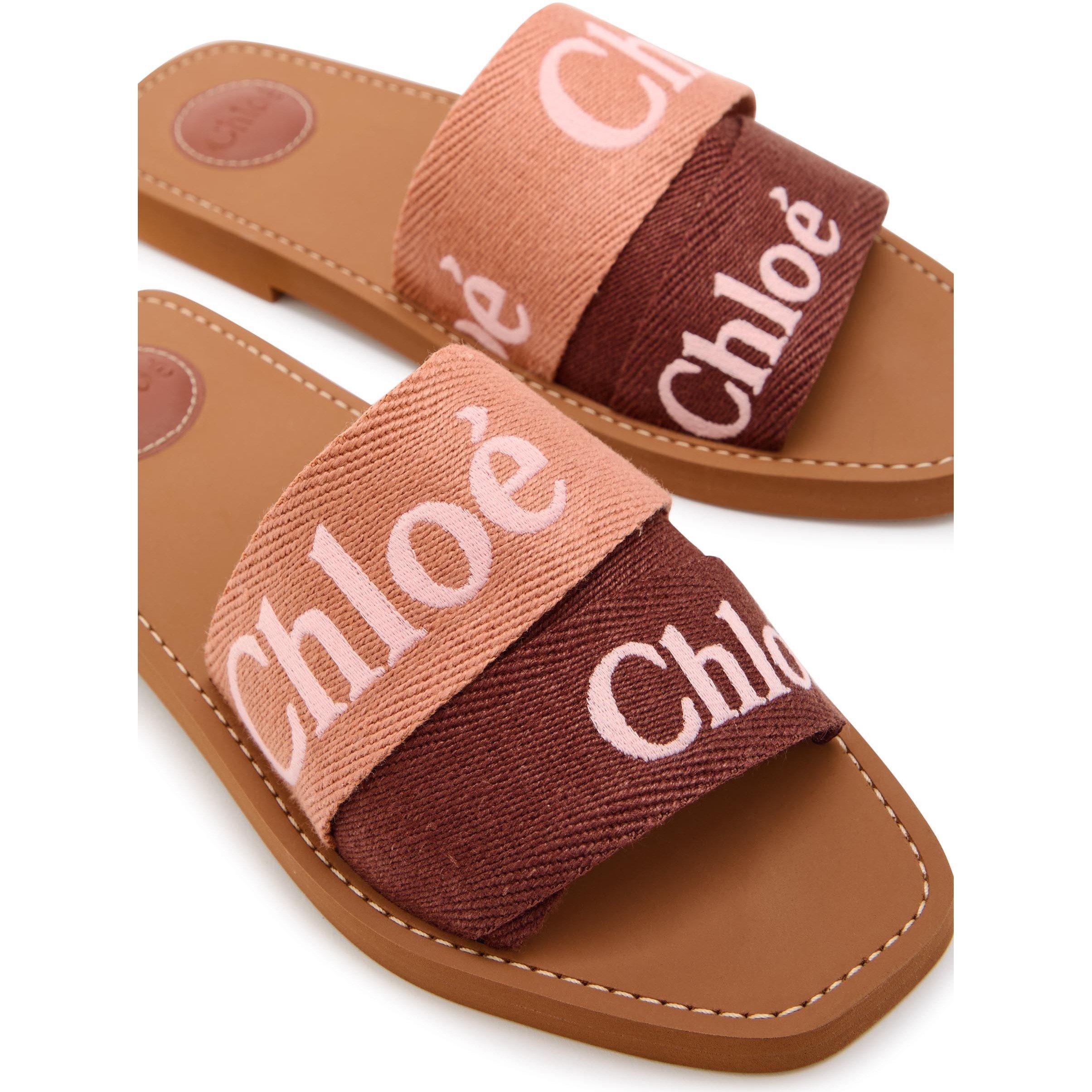 PINK - Chloe - Women's Woody Canvas Flat Sandals - 5