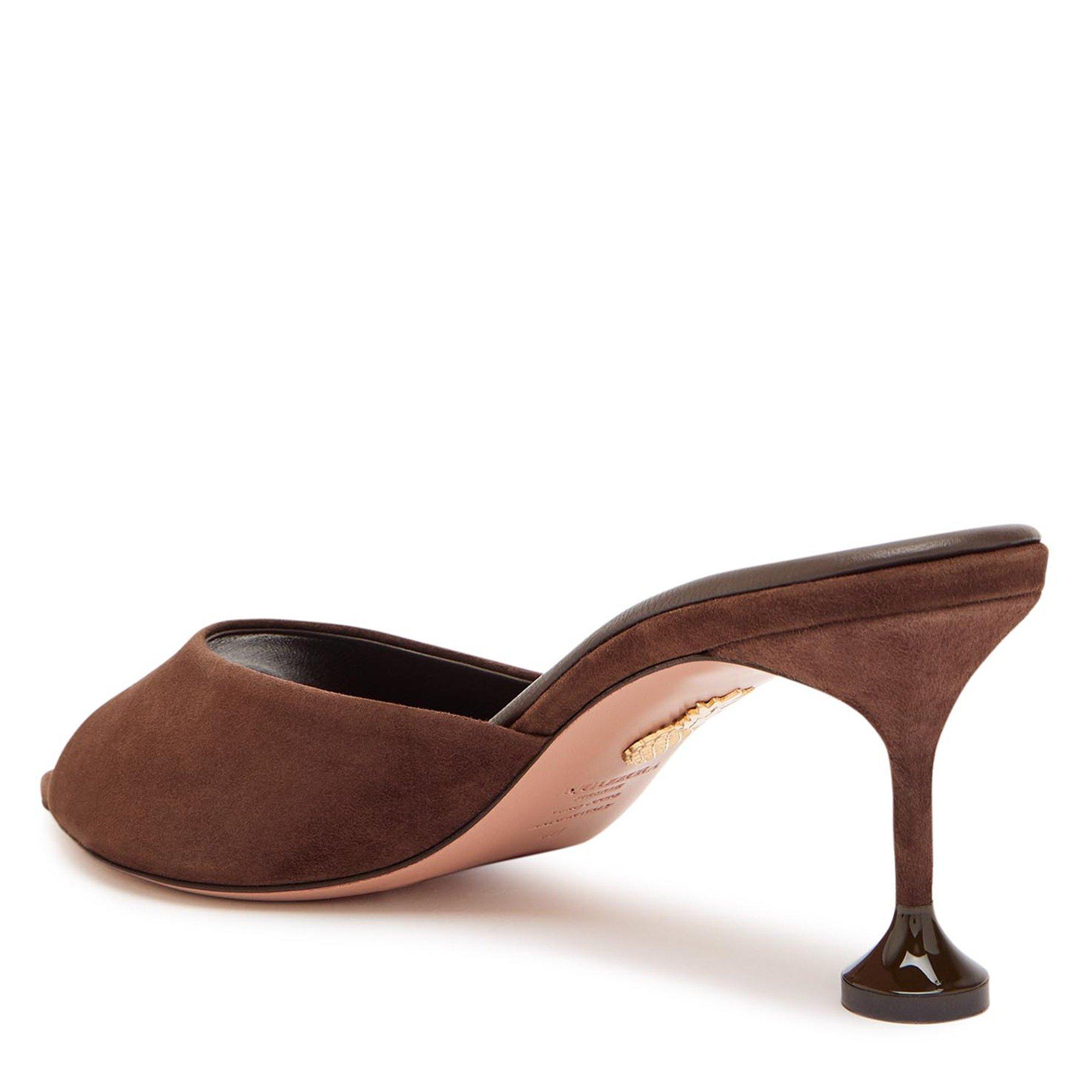BROWN - Aquazzura - Women's Bisous Suede Heeled Mules - 2