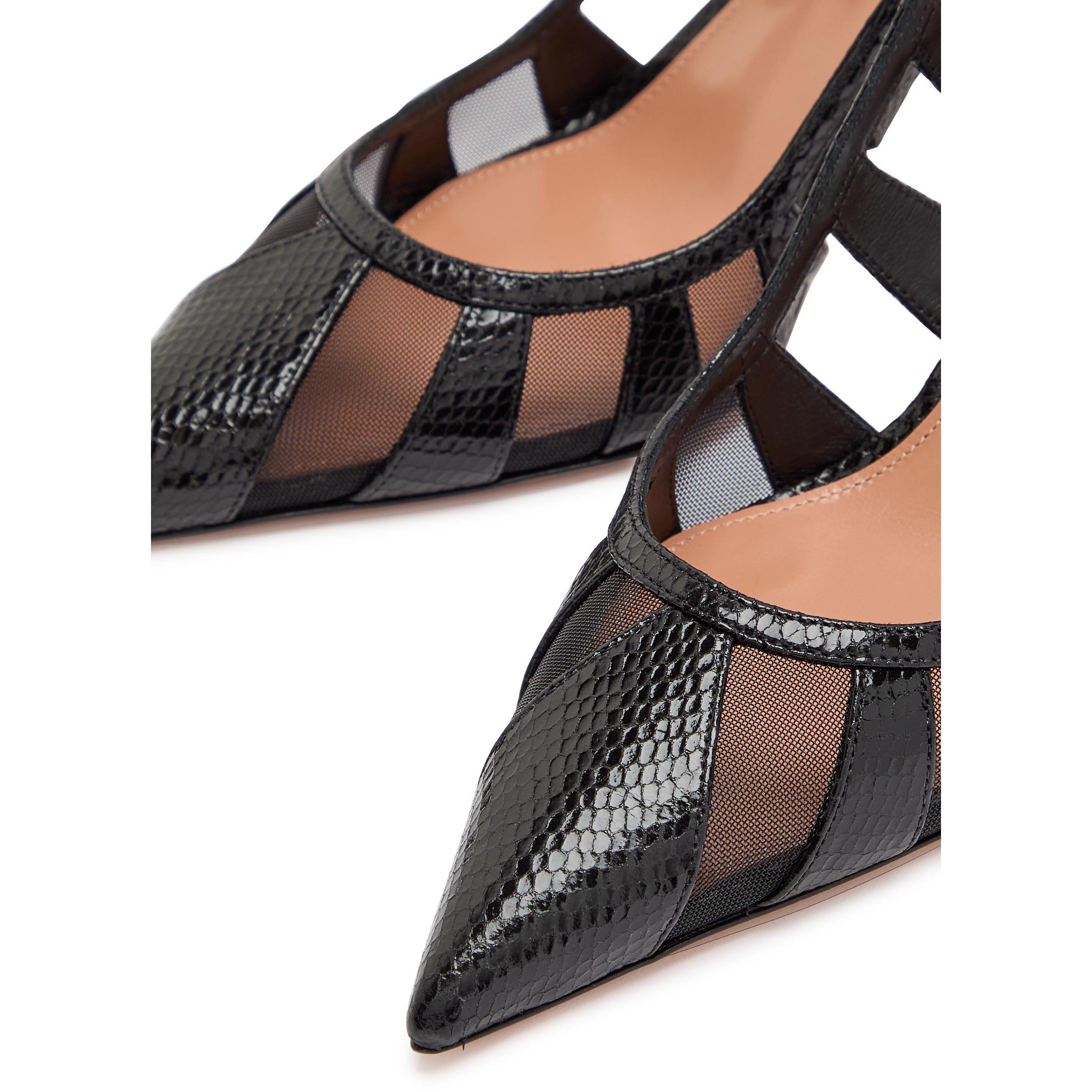 BLACK - Aquazzura - Women's Screen Leather Pointed-Toe Stiletto Heels - 5