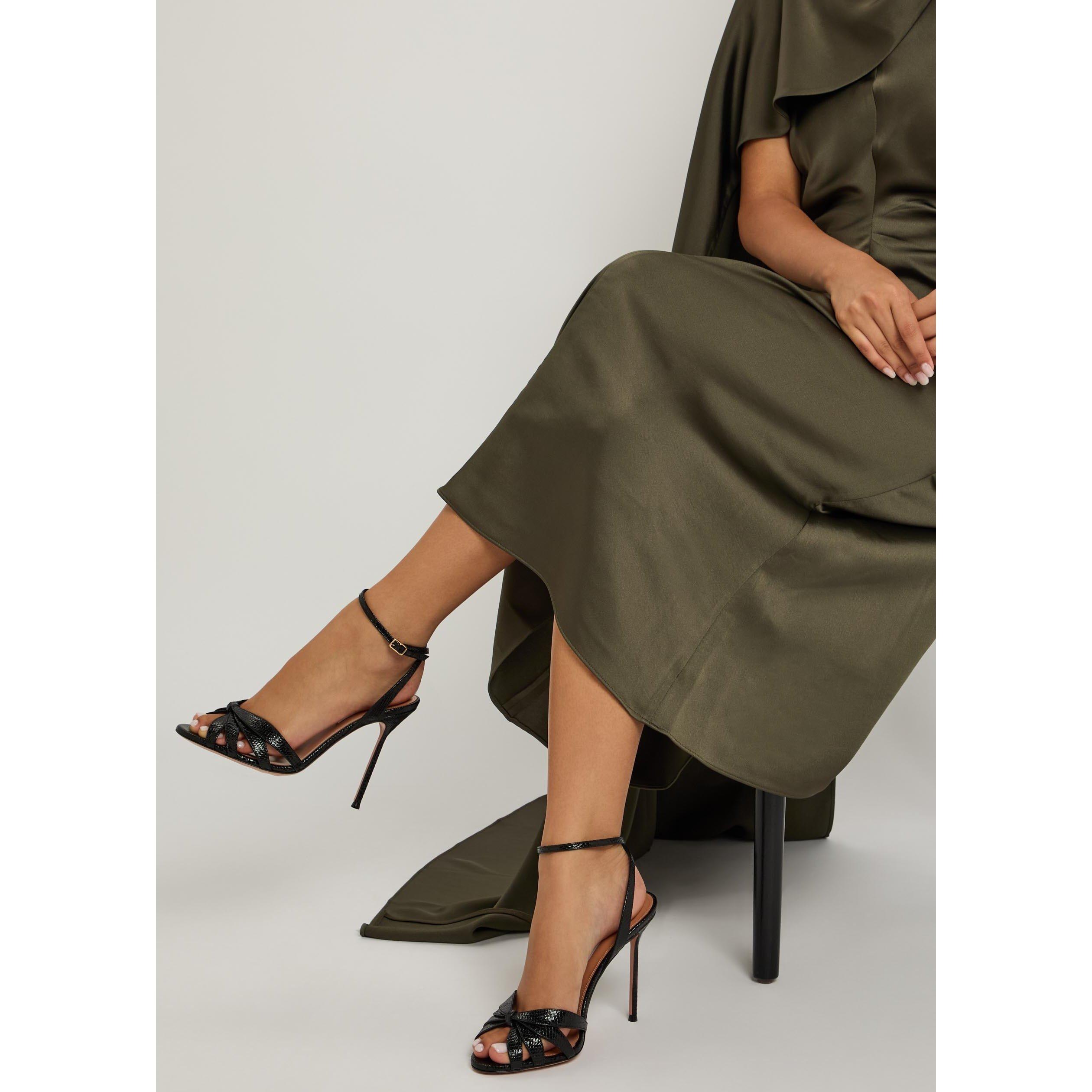 BLACK - Aquazzura - Women's Soulmate 105 Leather Heeled Sandals - 3
