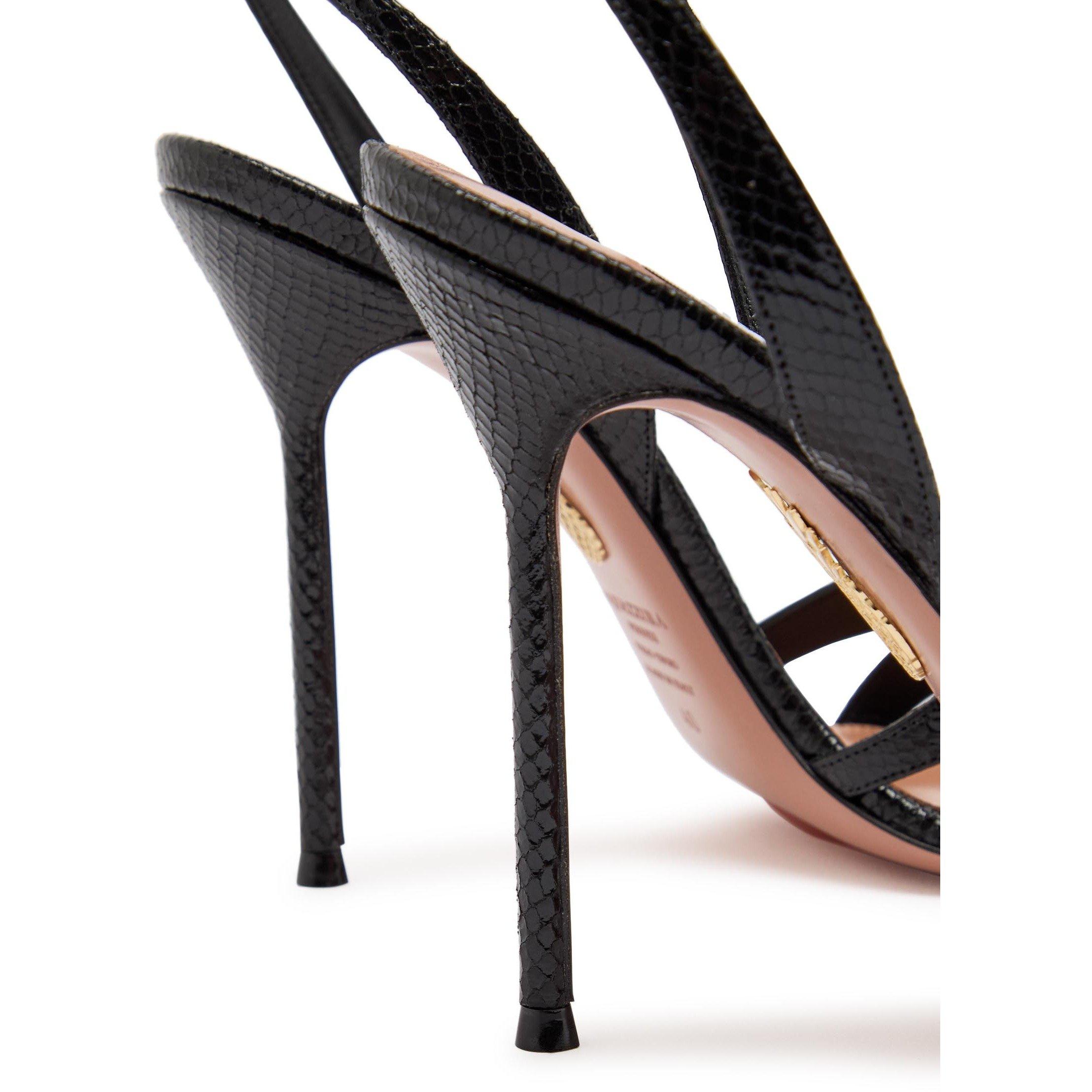 BLACK - Aquazzura - Women's Soulmate 105 Leather Heeled Sandals - 5
