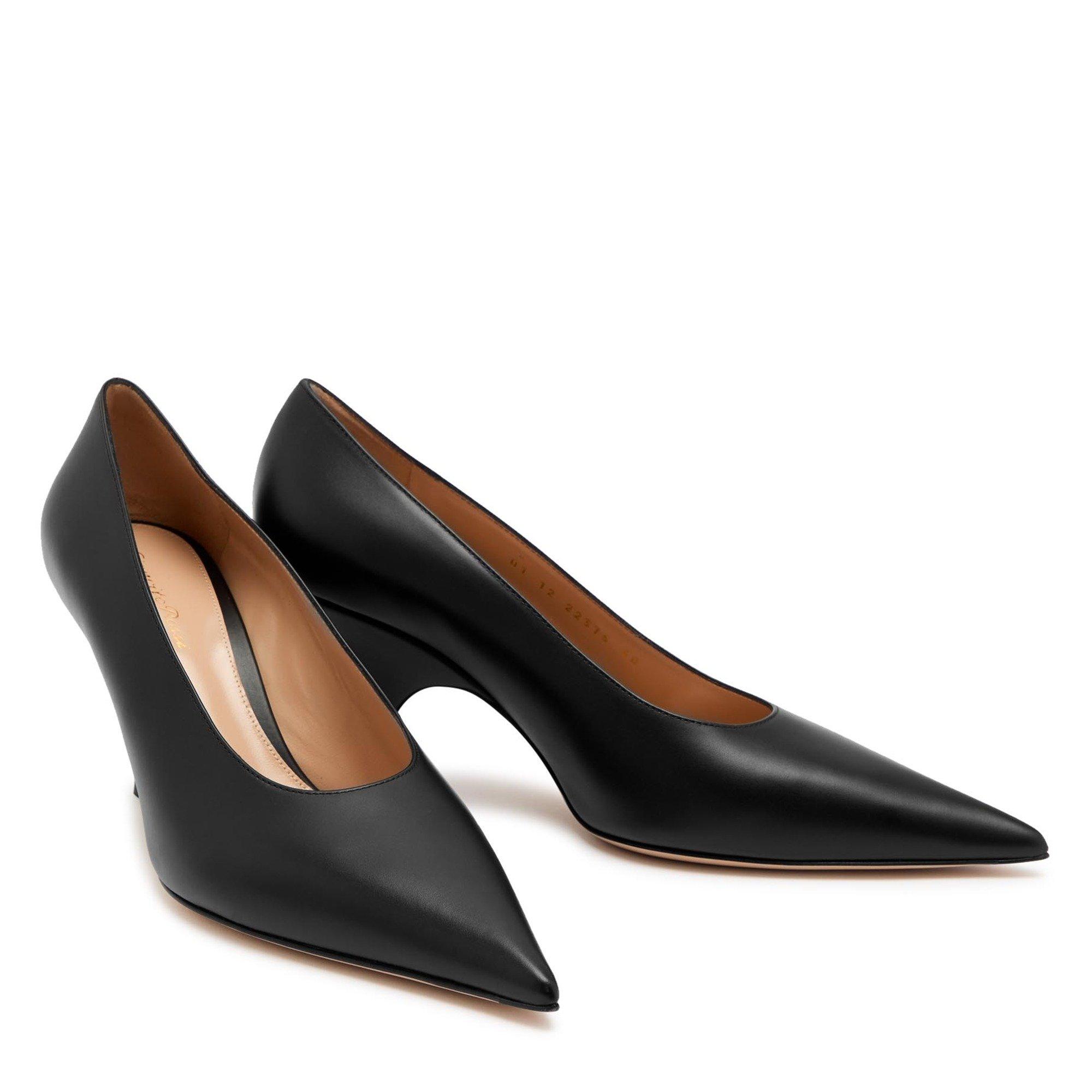BLACK - Gianvito Rossi - Women's Vitello Leather Pointed-Toe Stiletto Heels - 4
