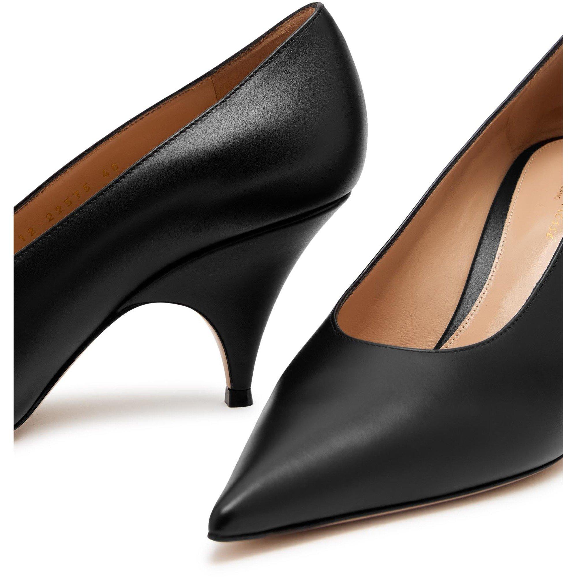 BLACK - Gianvito Rossi - Women's Vitello Leather Pointed-Toe Stiletto Heels - 5