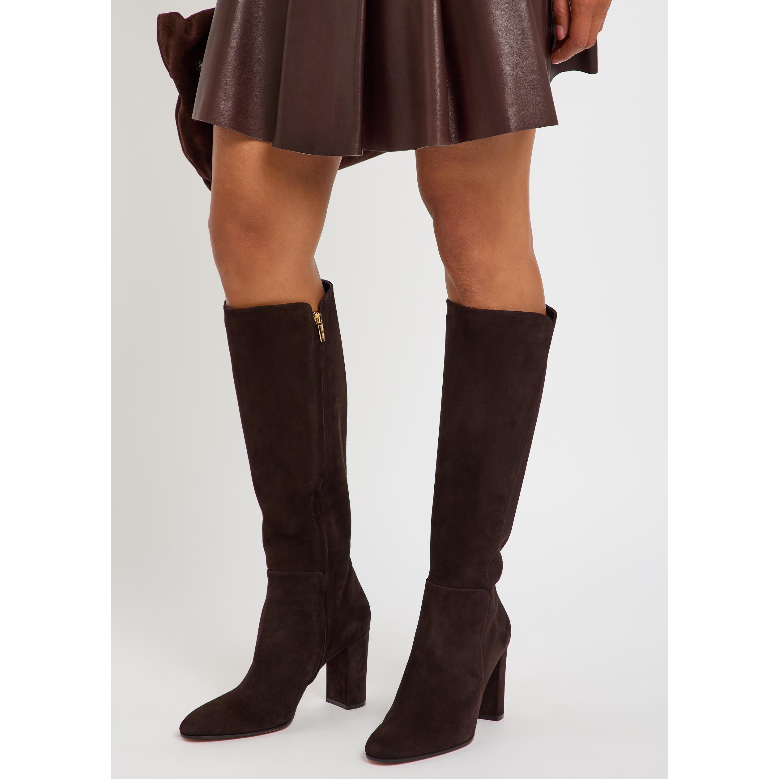 BROWN - Gianvito Rossi - Women's Suede Knee High Boots - 3