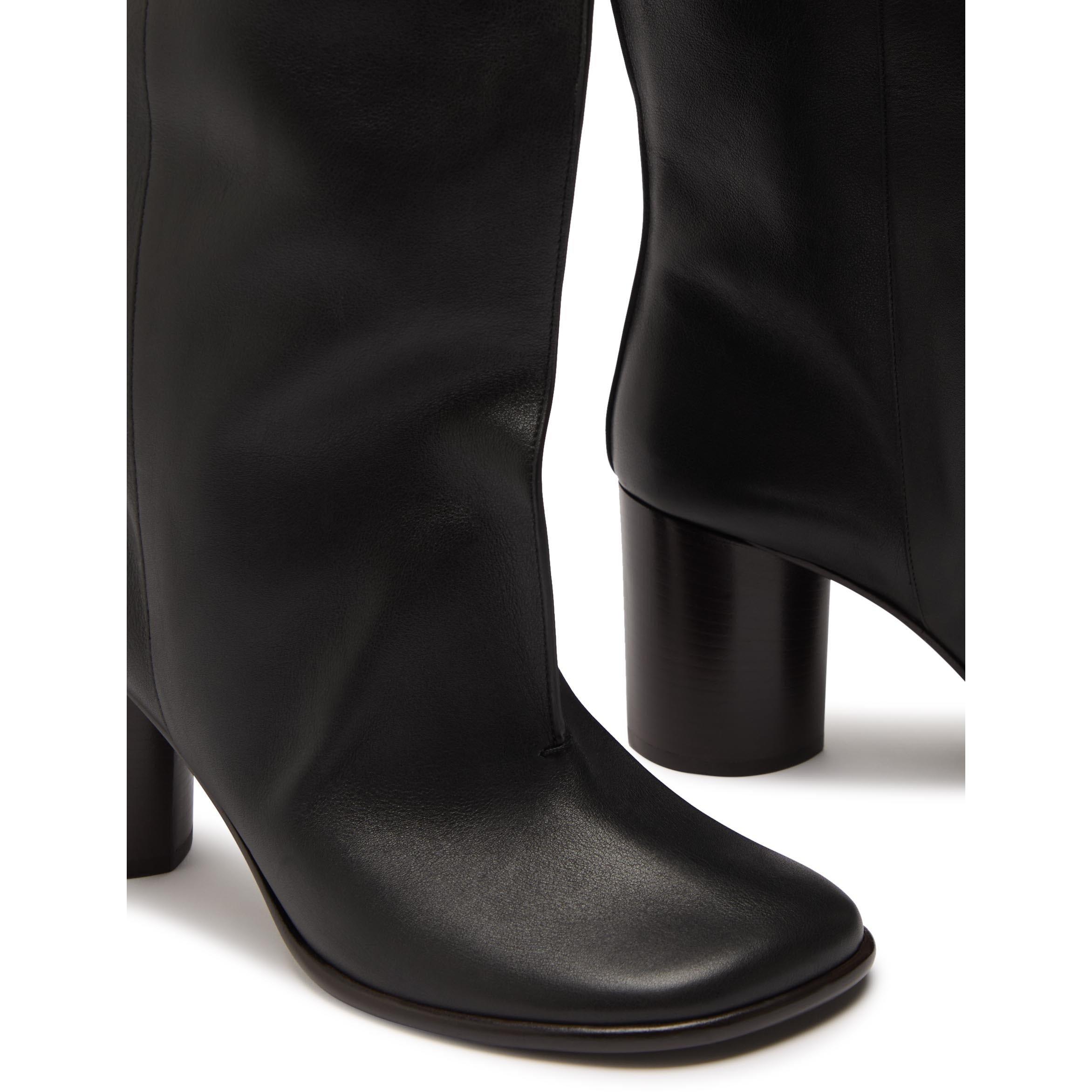 BLACK - Lemaire - Women's Crease Sleeve Leather Knee-High Boots - 4