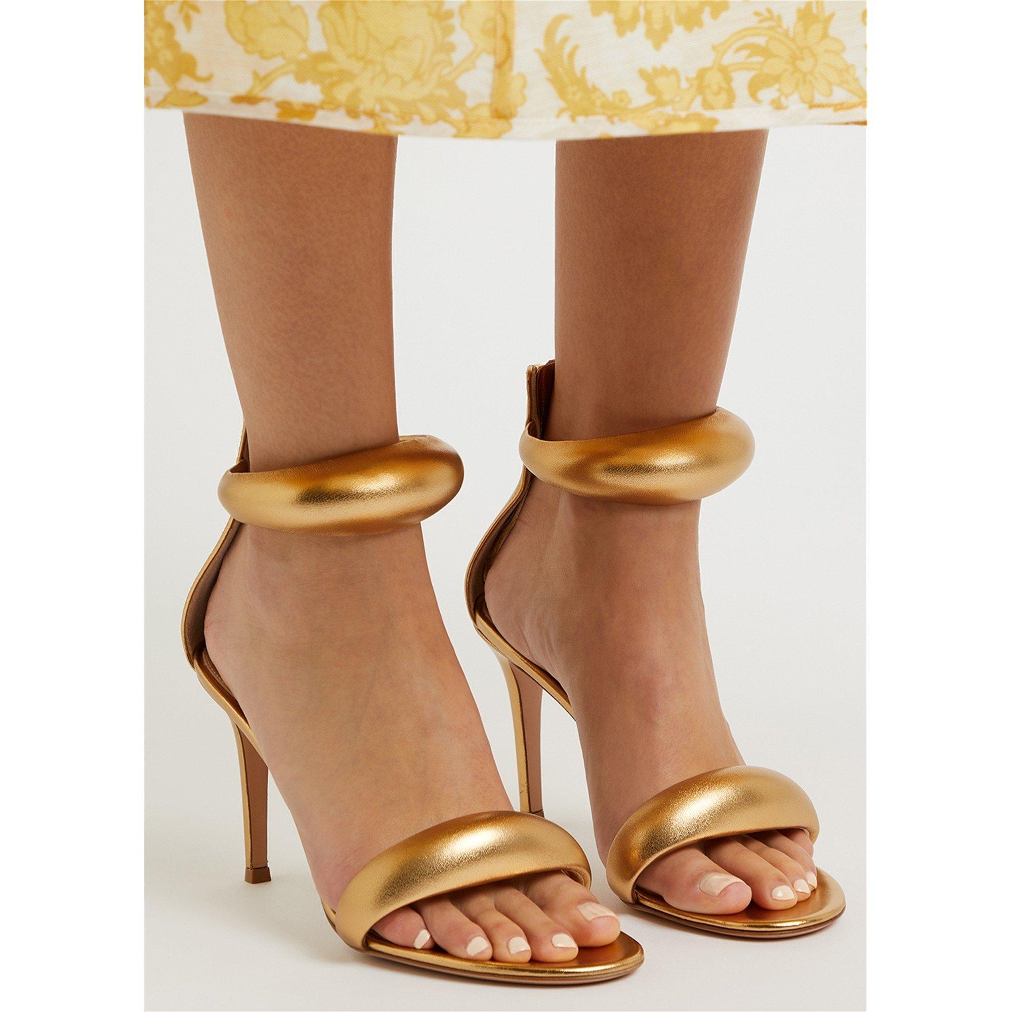 GOLD - Gianvito Rossi - BIJOUX NAPPA SILK SANDAL 85mm - 3