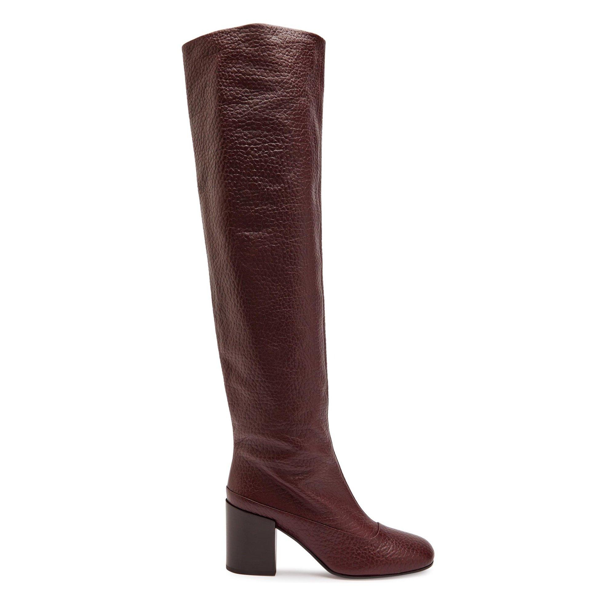 BURGUNDY - Dries Van Noten - Women's Leather Over-the-Knee Boots - 1