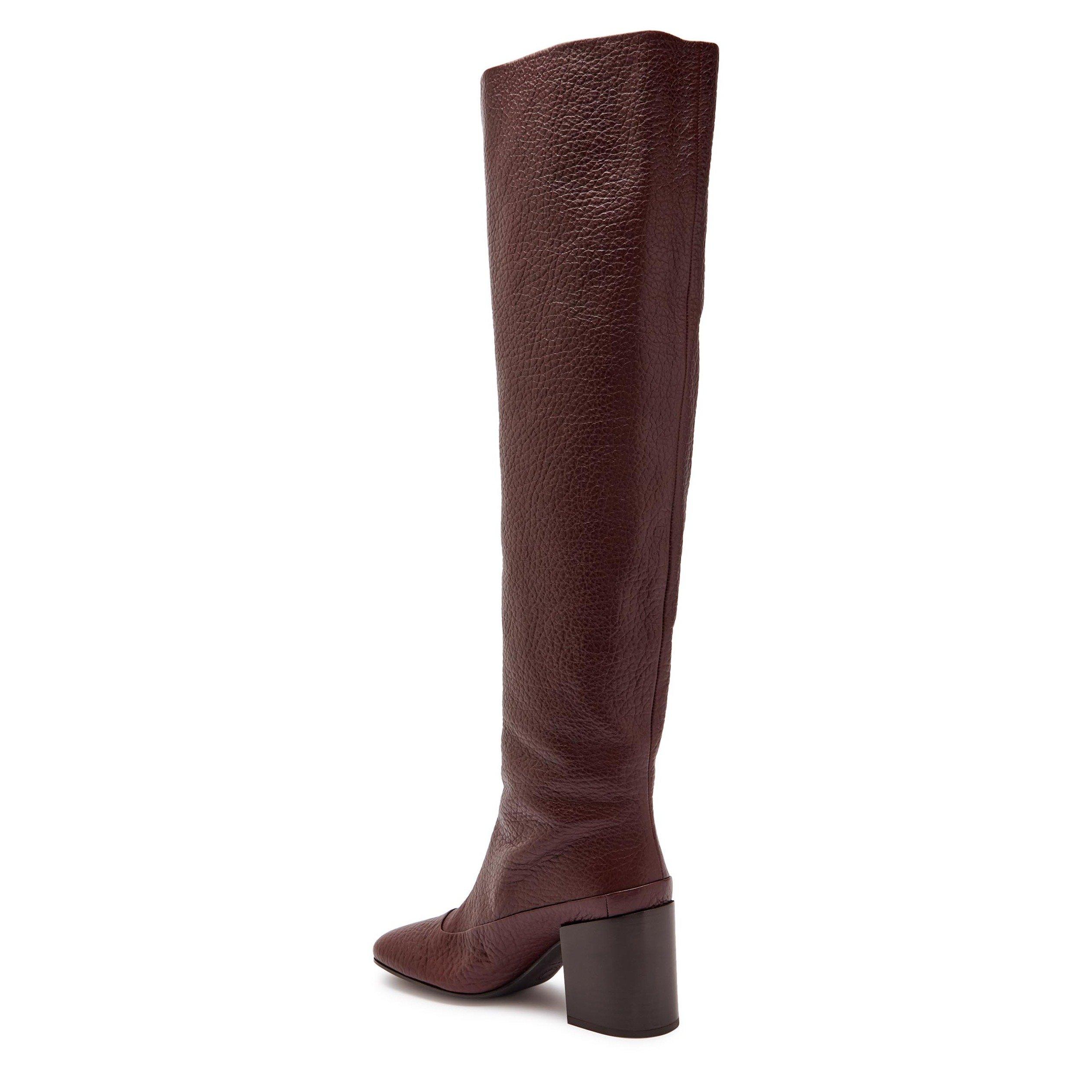 BURGUNDY - Dries Van Noten - Women's Leather Over-the-Knee Boots - 2