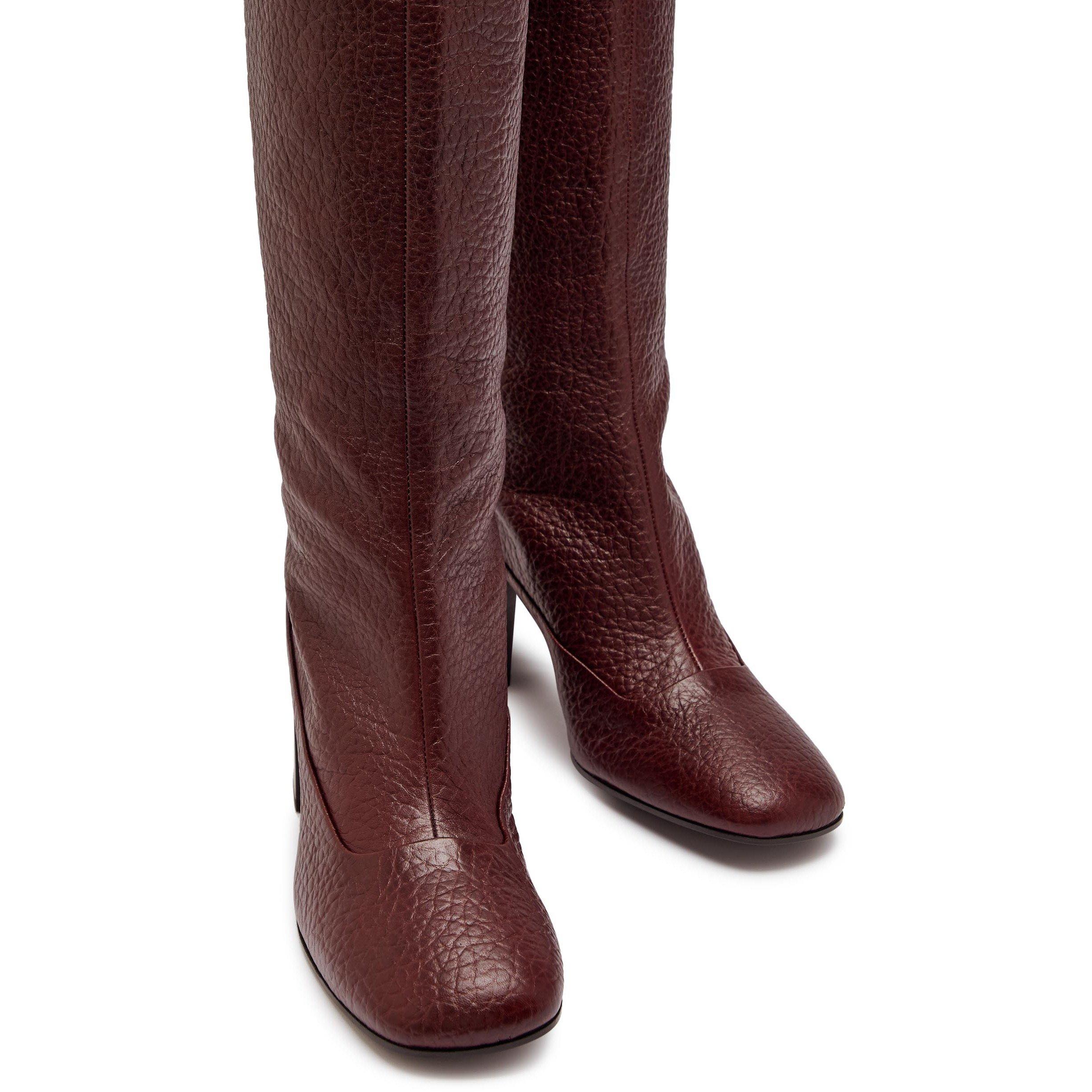BURGUNDY - Dries Van Noten - Women's Leather Over-the-Knee Boots - 4