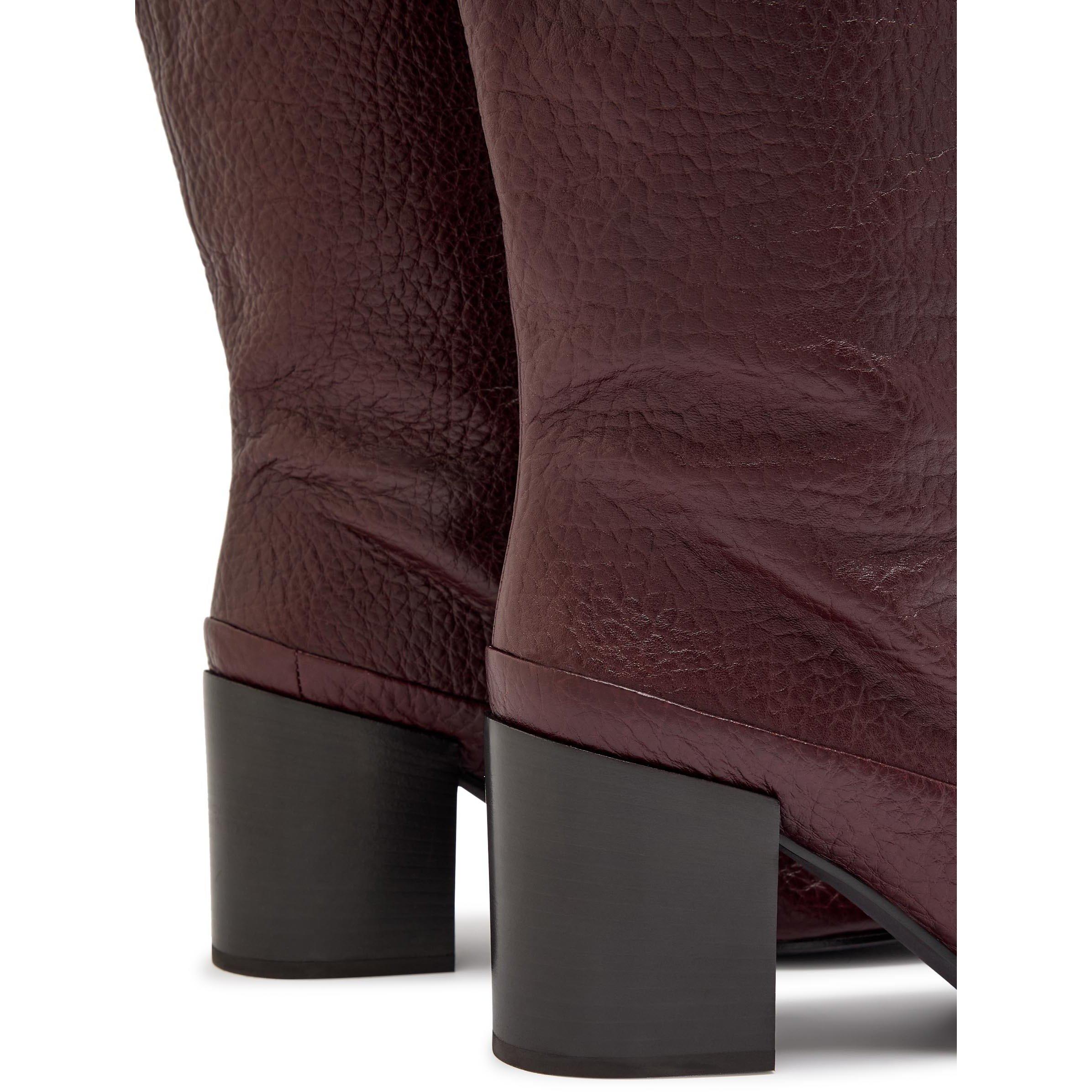 BURGUNDY - Dries Van Noten - Women's Leather Over-the-Knee Boots - 5