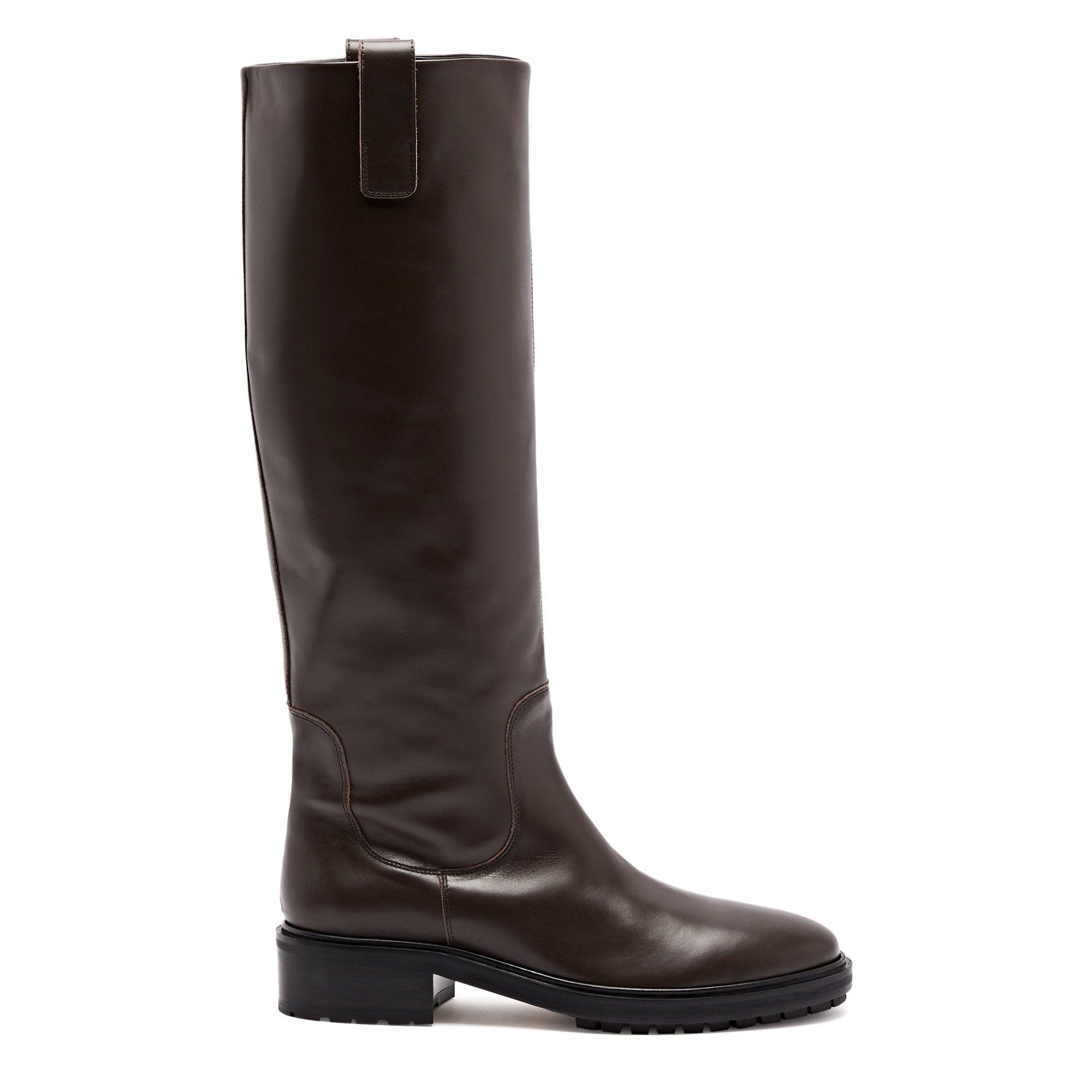 BROWN - Aeyde - HENRY CALF FLAT KNEE BOOT - 1